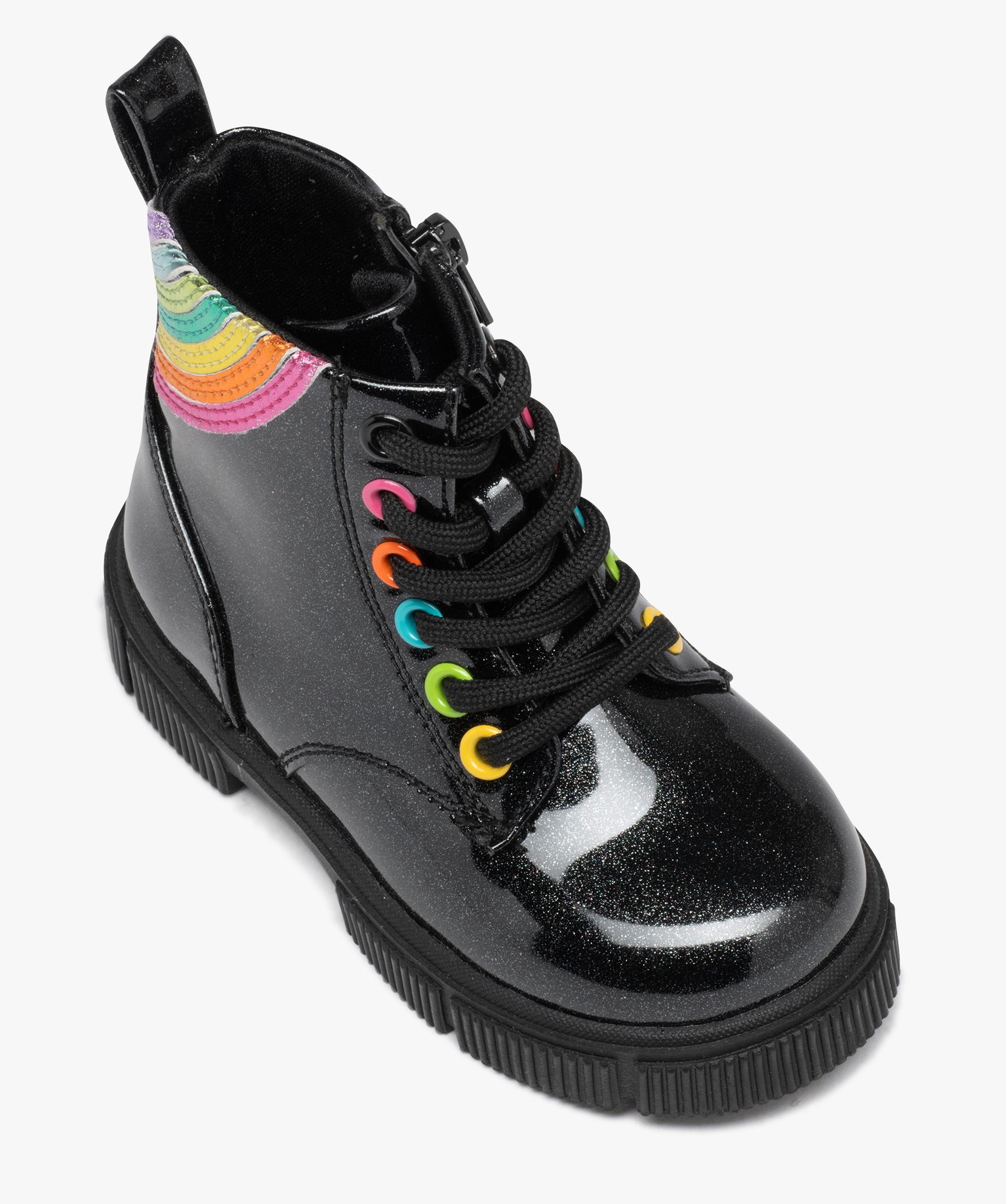 Boots bébé fille à paillettes avec détail arc-en-ciel noir | GEMO