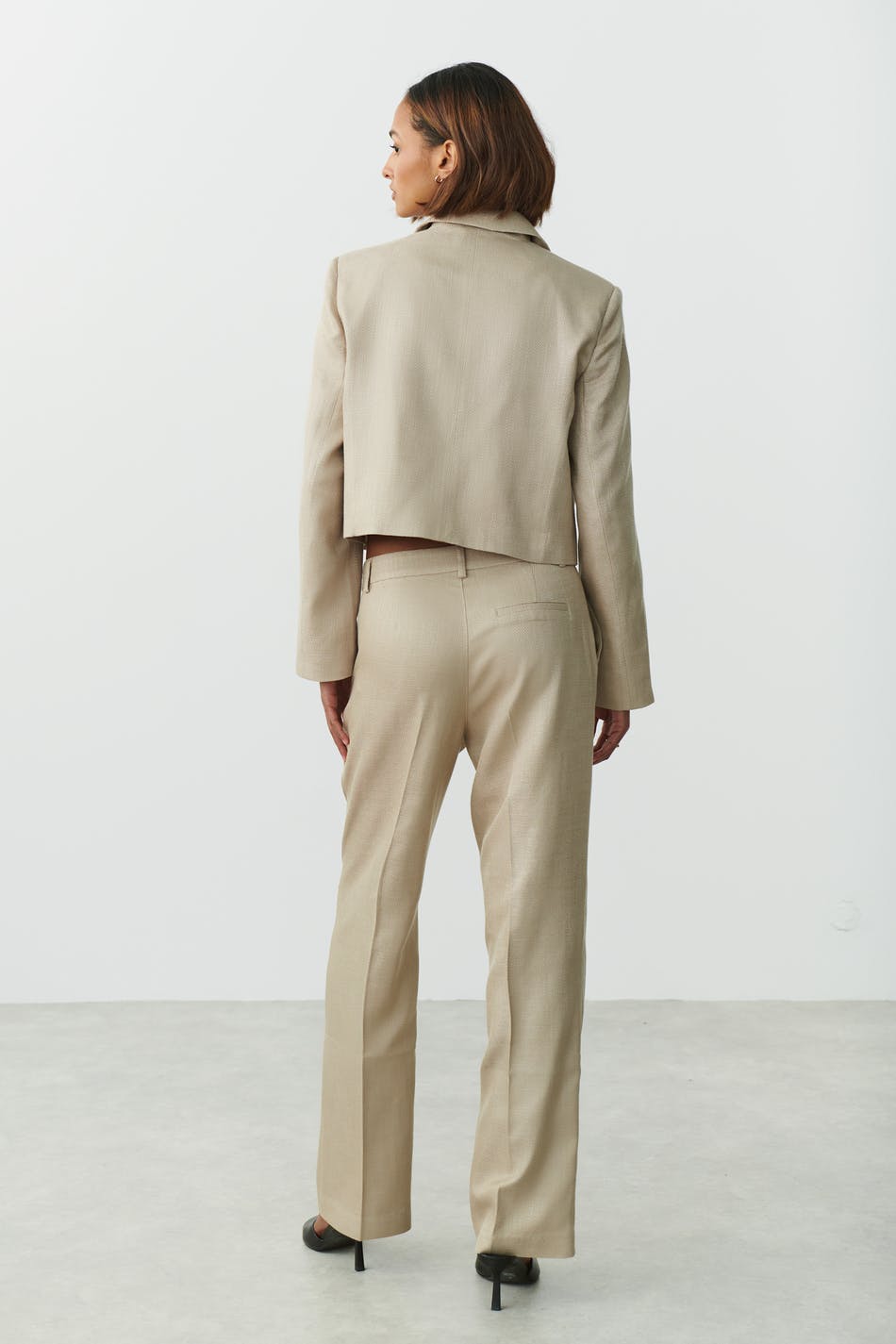 Straight textured trousers