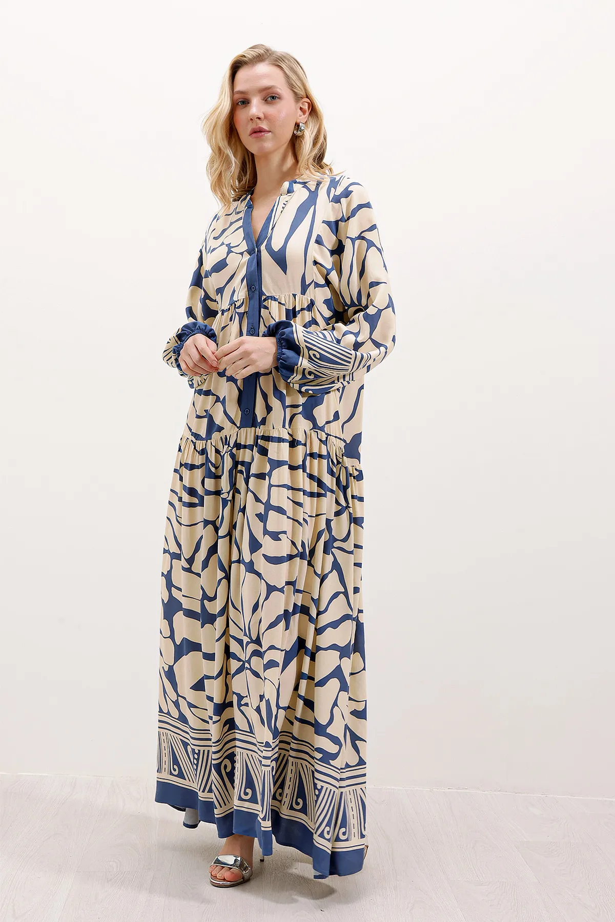 Bigdart  2423 Authentisches gemustertes Kleid - C. Indigo