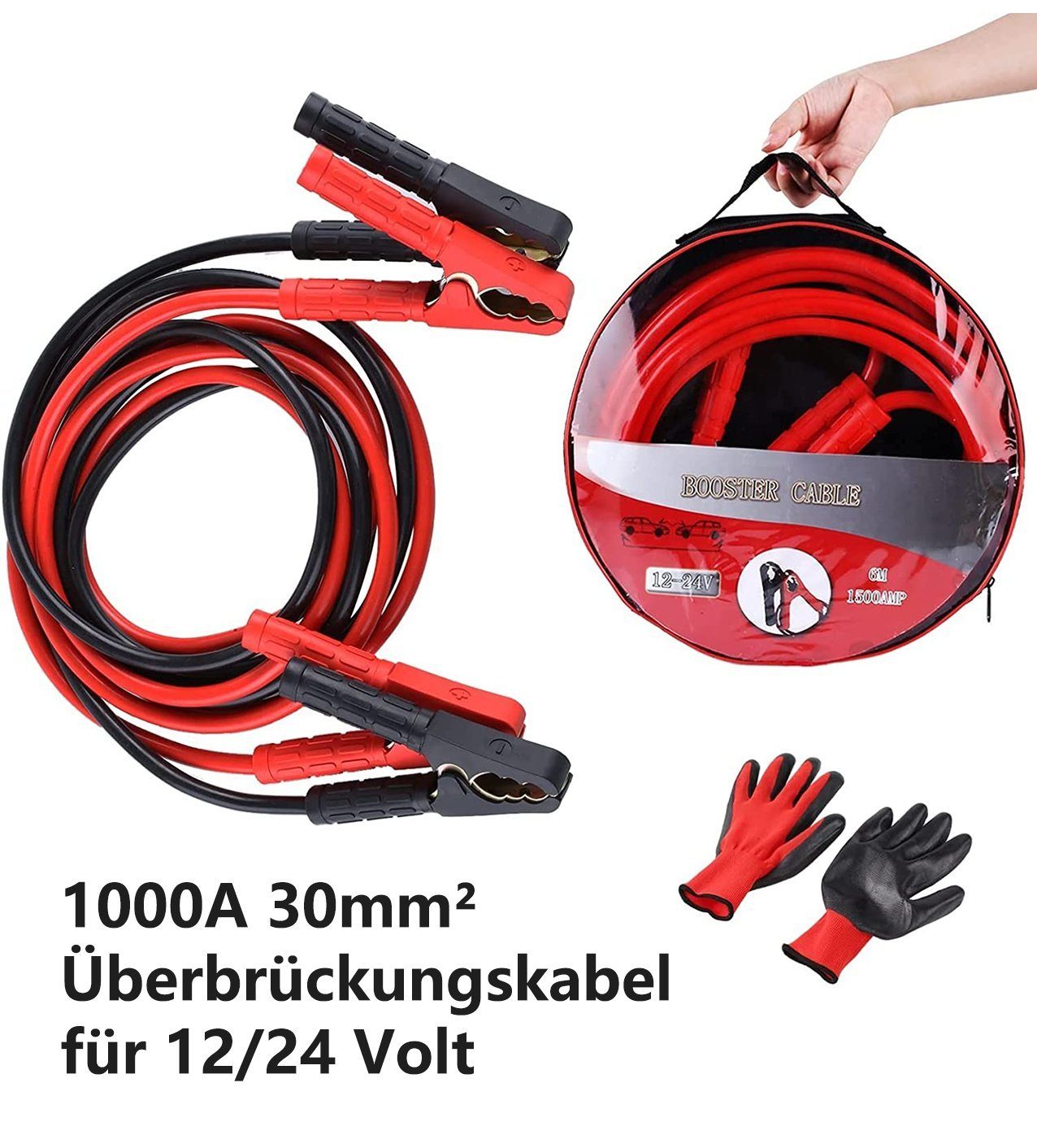 Femor Starthilfekabel, (400 cm), Überbrückungskabel aus Kupfer, Starterkabel