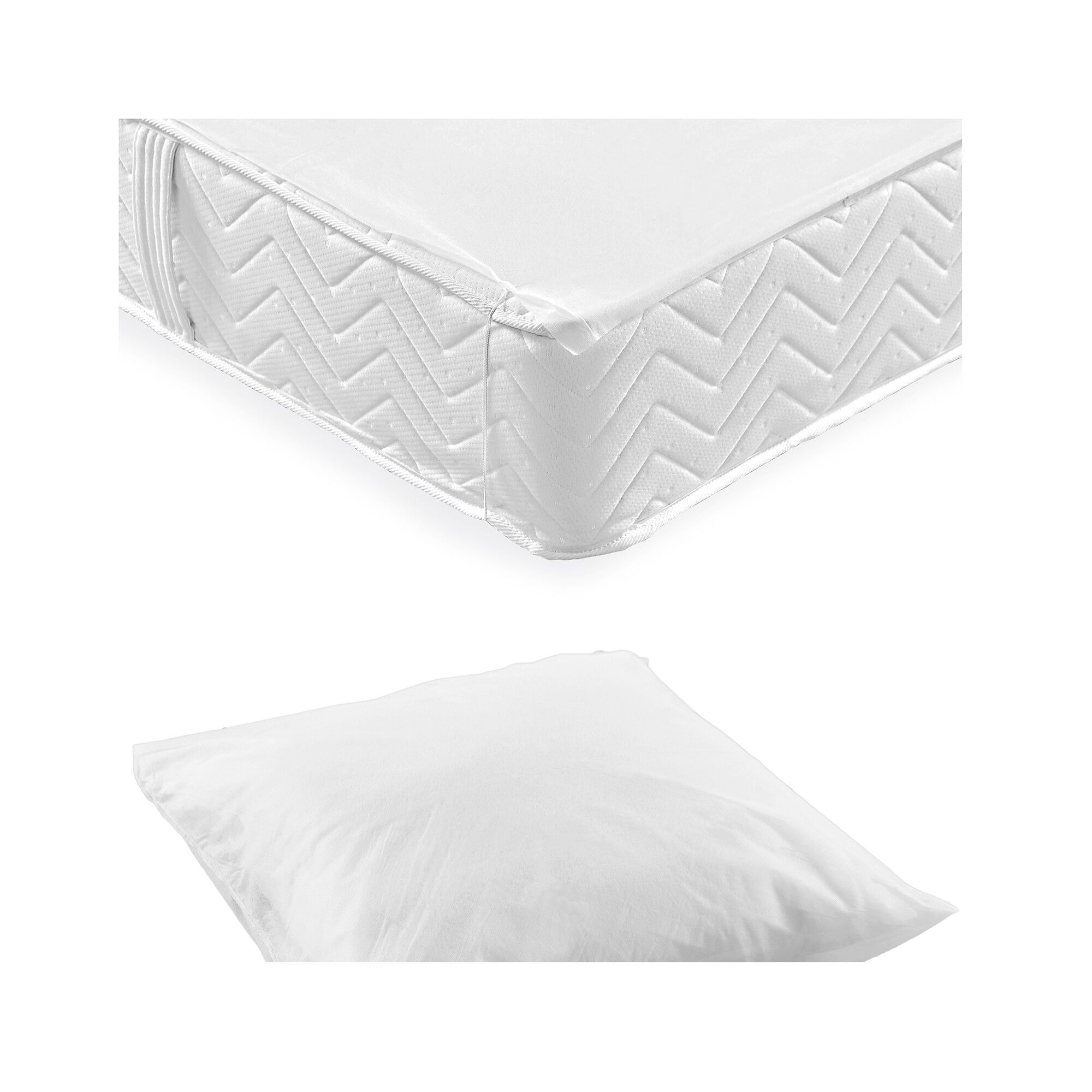 Kit jetable 1 ou 2 personnes : protège-oreillers + protège-matelas forme plateau
