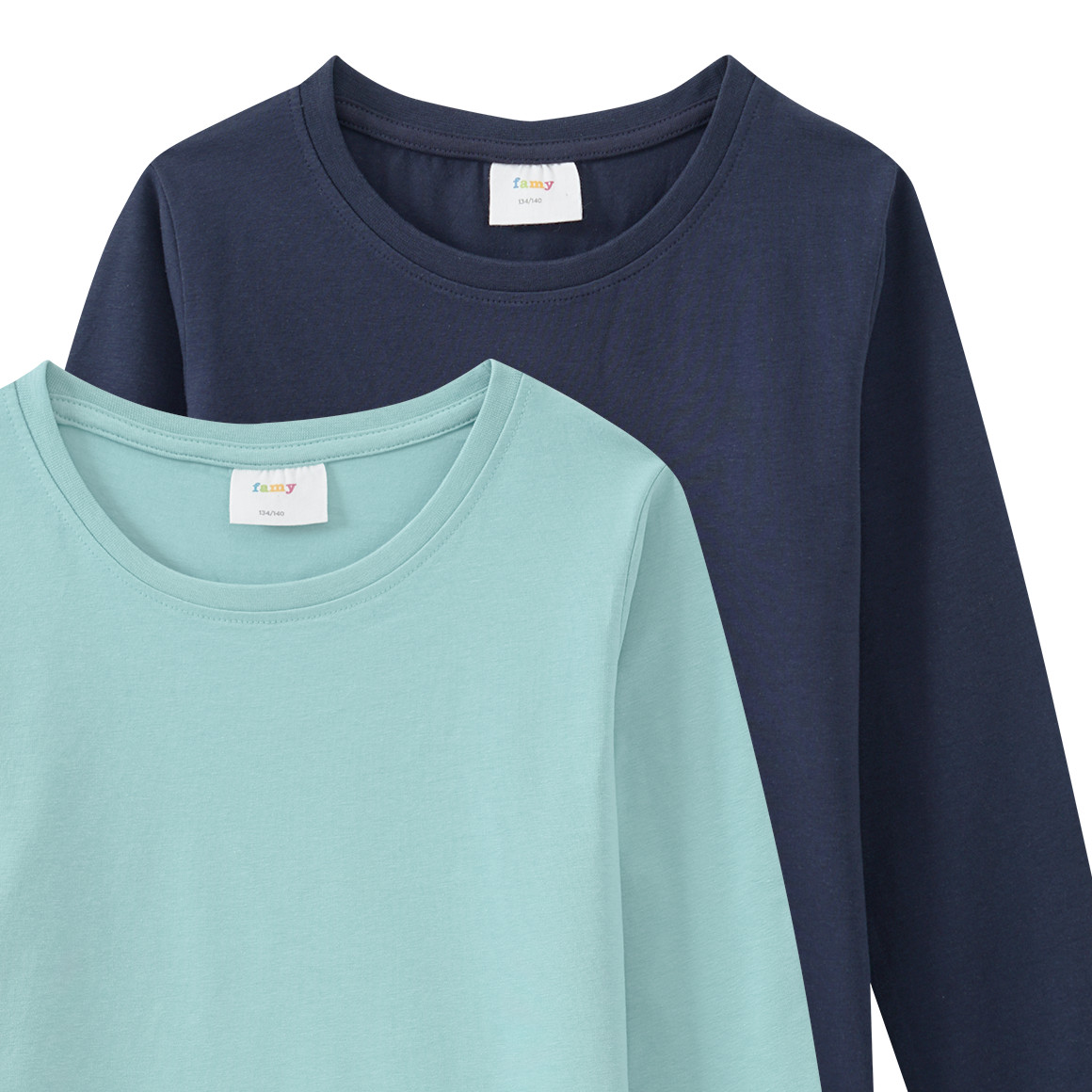 2 Mädchen Langarmshirts im Basic-Style