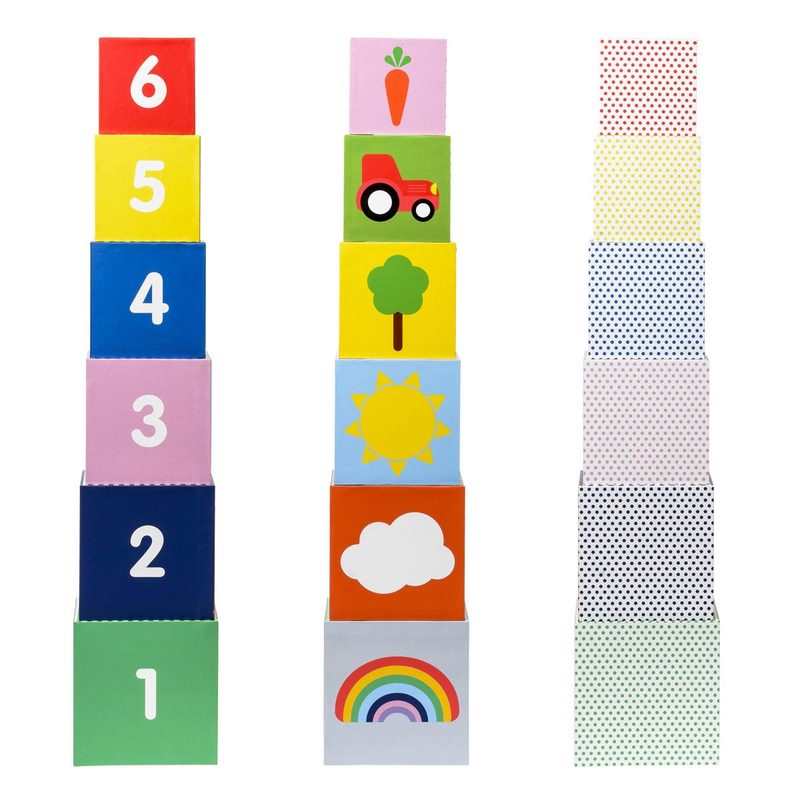 Cubes imagiers empilables et animaux en bois Oxybul
