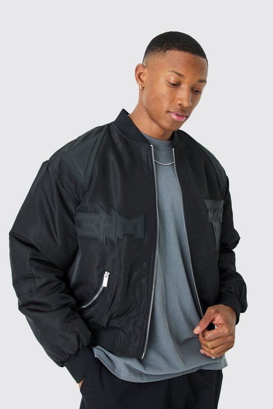 Kastige hochglänzende Nylon Moto-Bomberjacke