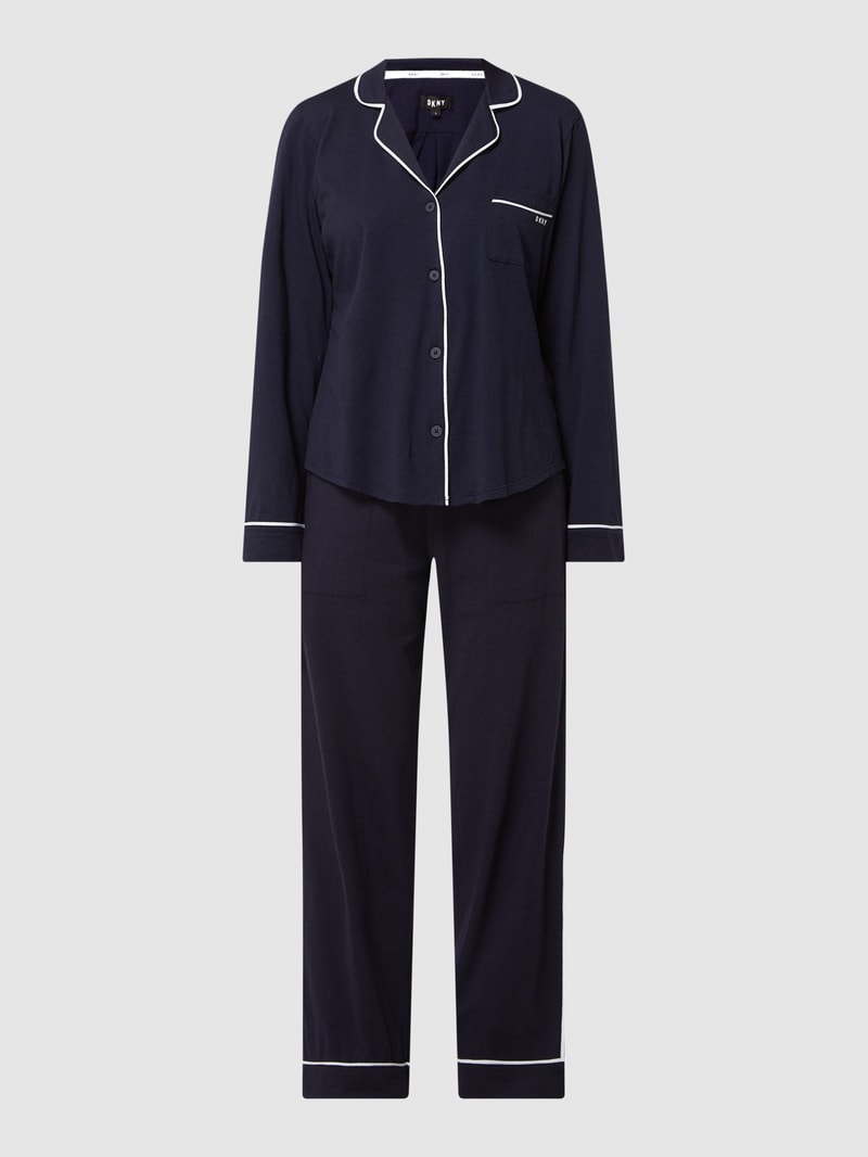 Pyjama aus Baumwoll-Viskose-Mix in marineblau