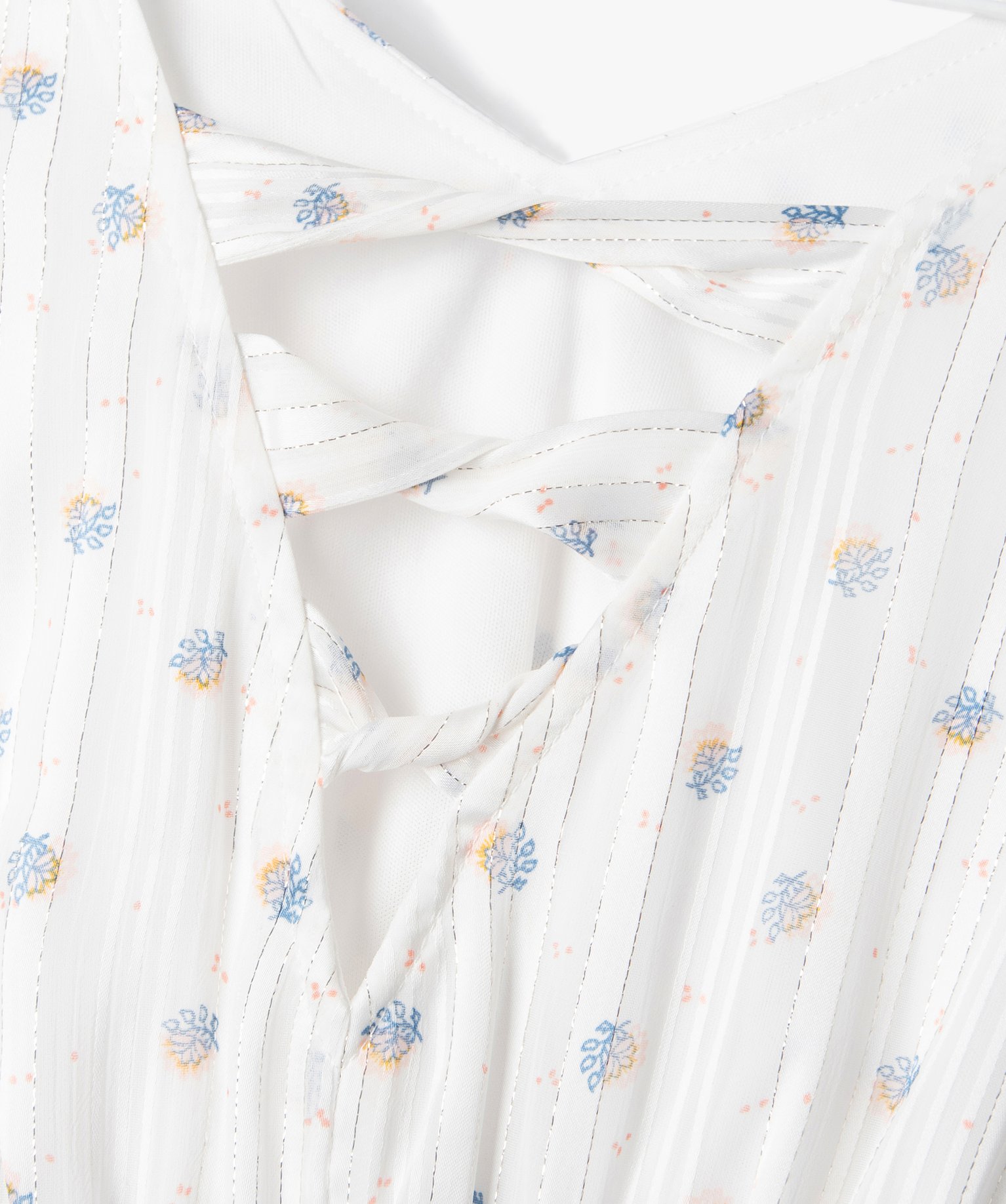 Robe fille sans manches à motifs fleuris et rayures paillet... blanc | GEMO