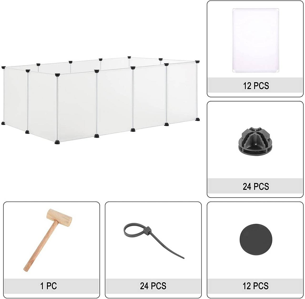 EUGAD Freigehege, für Kaninchen Hasen DIY 12 Platten 145x75x46 cm