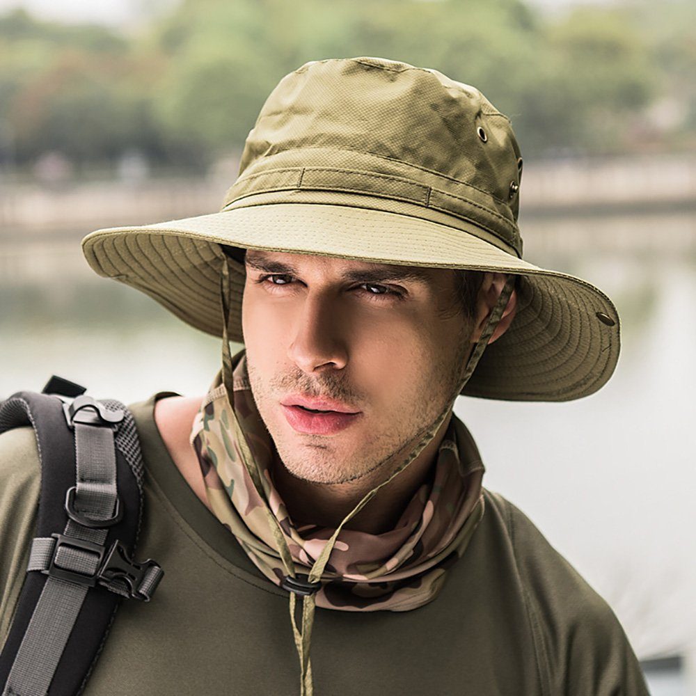 Fischerhut Sonnenhut Herren Damen UV Schutz Faltbar Safari Hut (1-tlg) Anglerhut Breiter Rand Wanderhut Fischerhut Sommer Outdoor