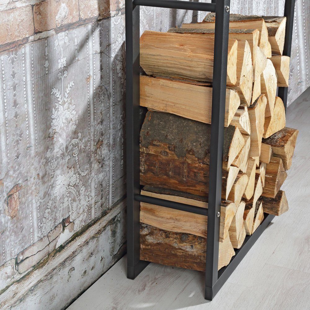 Melko Kaminholzregal Holzregal Kaminholzablage Kaminholzständer Anti-Kipp-Beschlag, BxTxH:60x25x100 cm, (Stück), Pulverbeschichtet