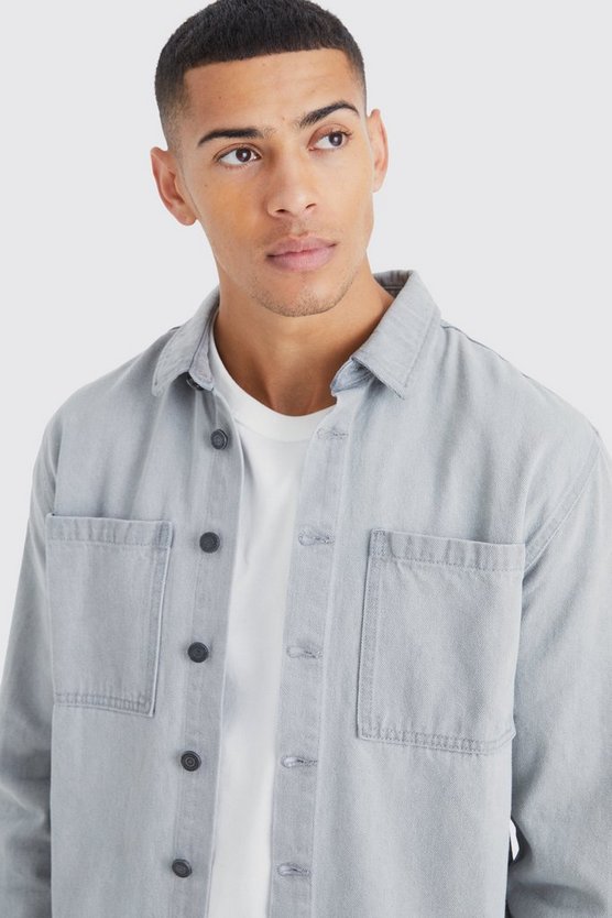 Langärmliges Denim-Overshirt