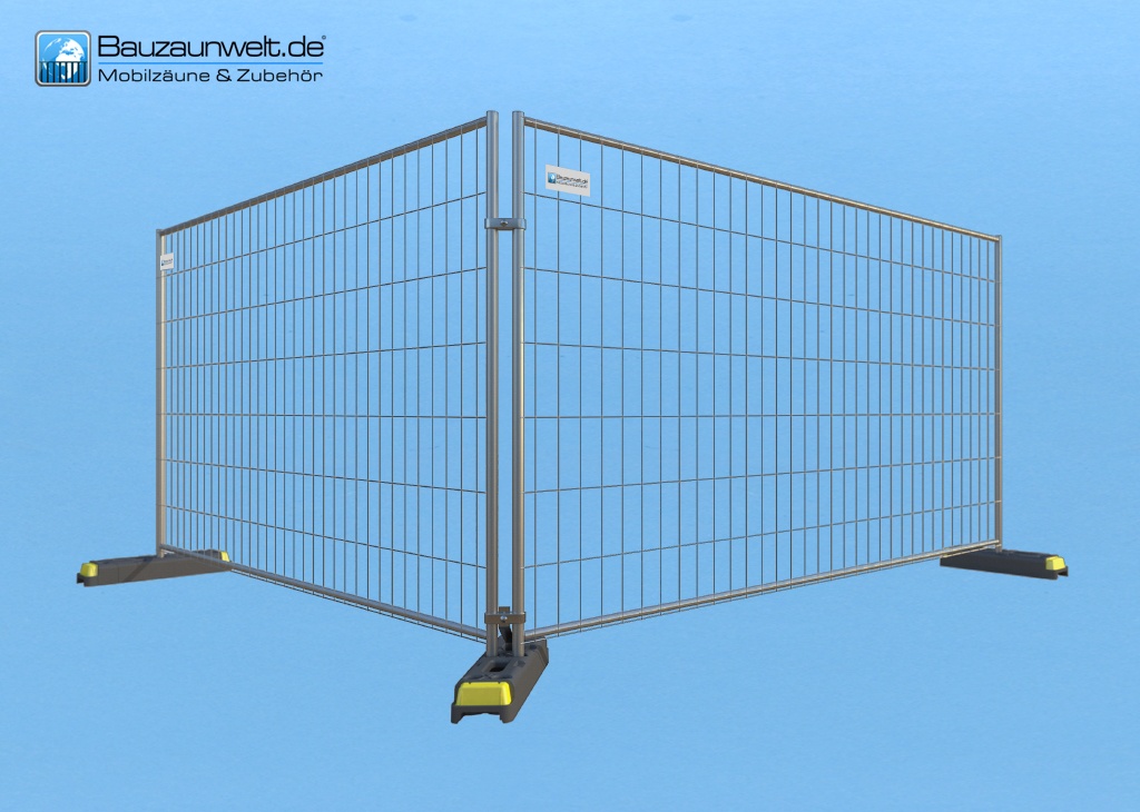 Bauzaunwelt EUTOP Exklusiv 5er SET inkl. Fuß und Verbinder Stahl 14 kg–Maße:3,50x2,00 m-Campingzaun