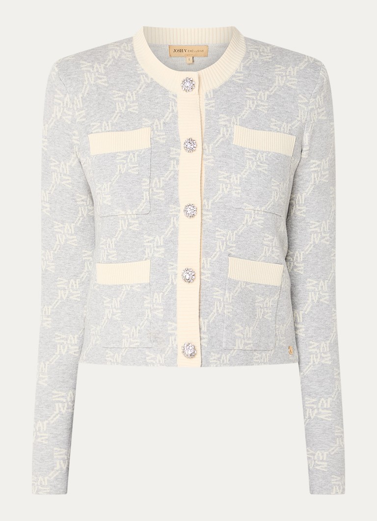 Gilet en maille fine JOSH V Everly avec boutons décoratifs et imprimé logo