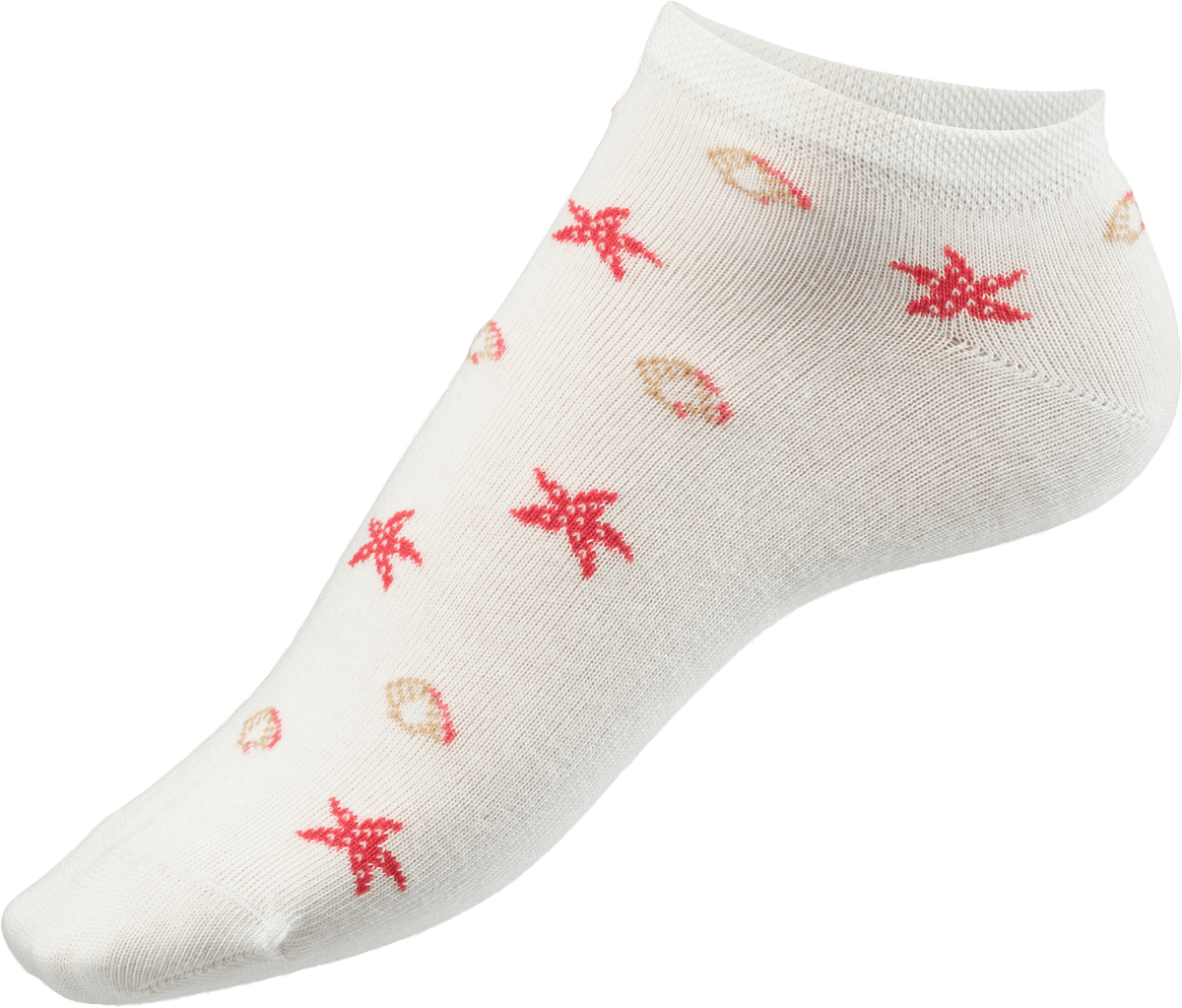 Sneaker Socken mit Seestern-Muster weiß Gr. 35-38, 1 St