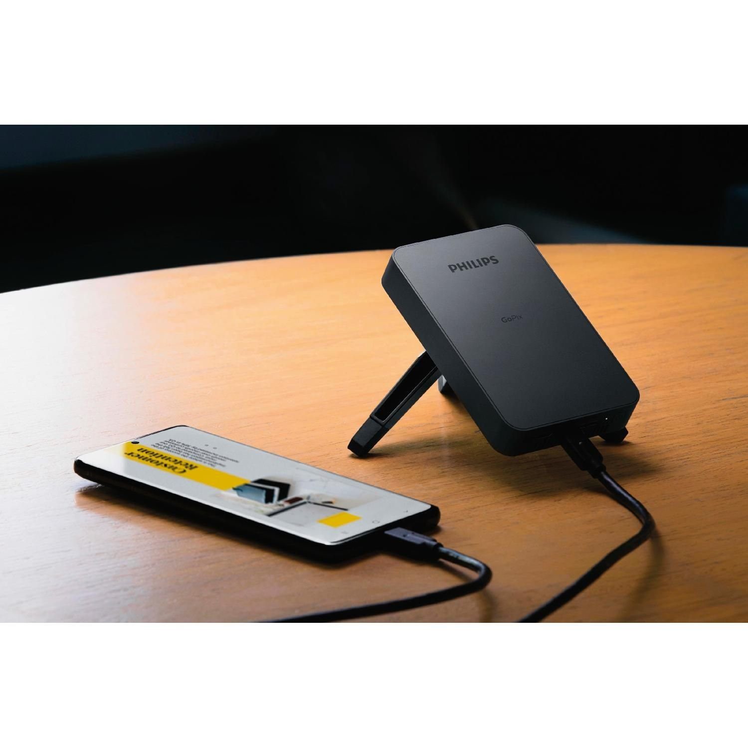 Philips GoPix 1 Projektor Beamer OSRAM LED HDMI DLP Portabler Projektor (600:1, 854 x 480 px, geringer Stromverbrauch, klein, kompakt, hohe Auflösung, bis 75 Zoll)