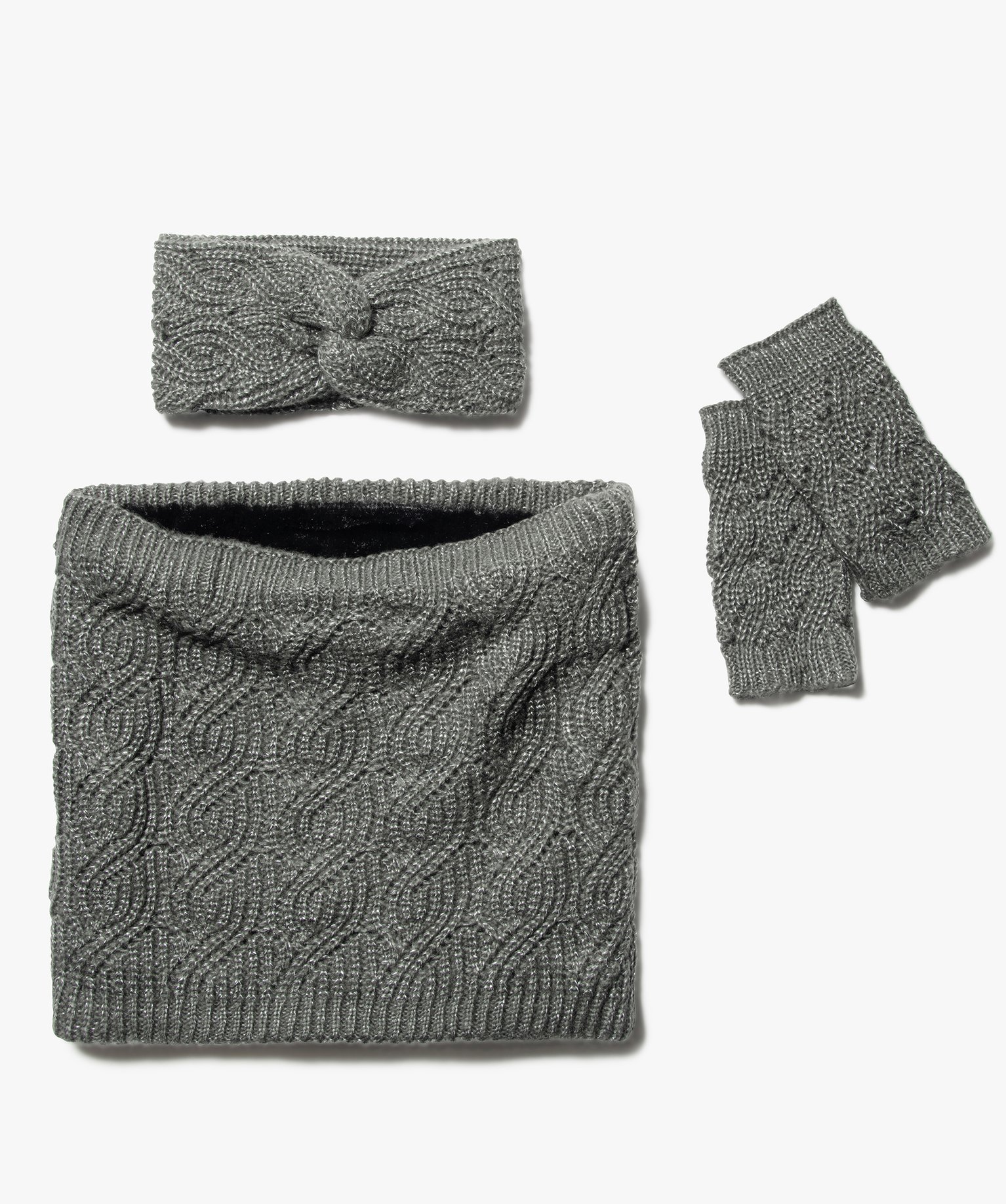 Ensemble femme 3 pièces : tour de cou + headband + mitaines... | GEMO