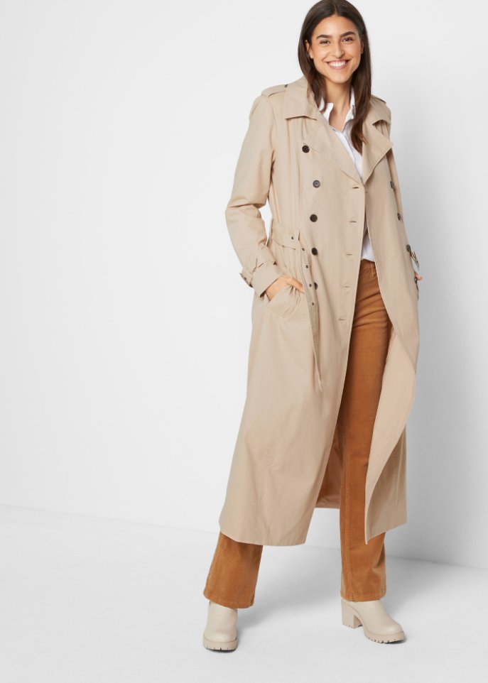 Long-Trenchcoat mit Taillengürtel