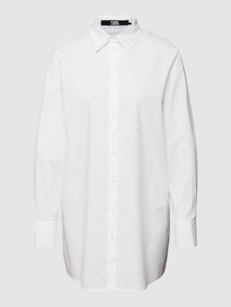 Longbluse mit Umlegekragen Modell 'PLEATED BACK TUNIC SHIRT' in weiß