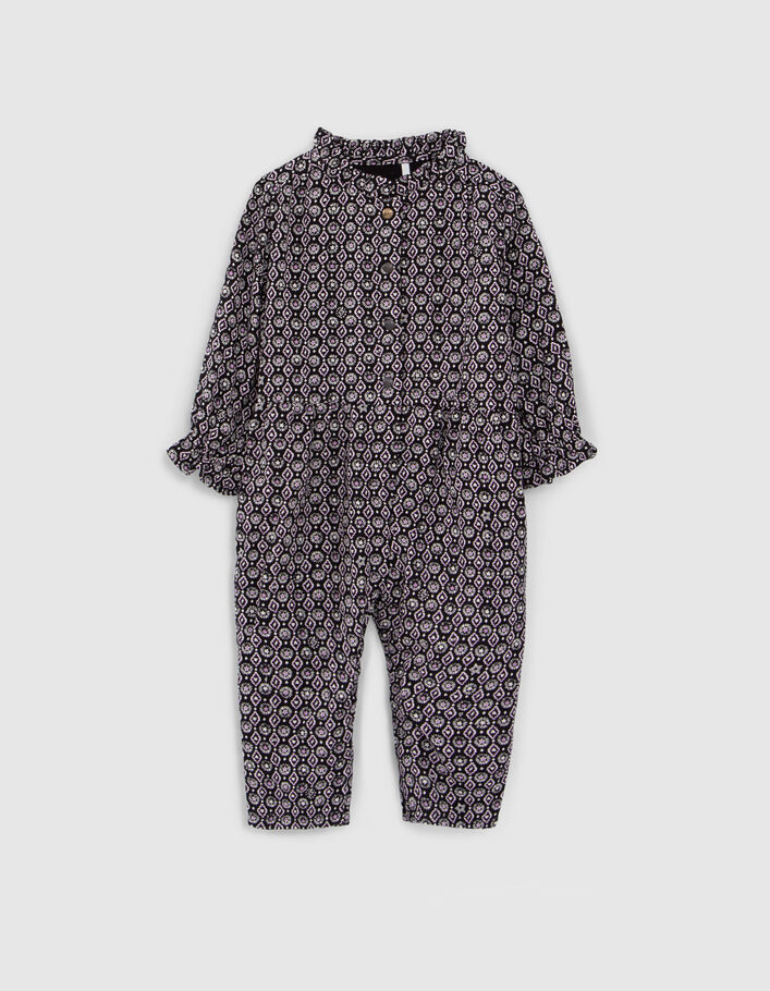 Combi longue noire imprimé rock Ecovero® bébé fille