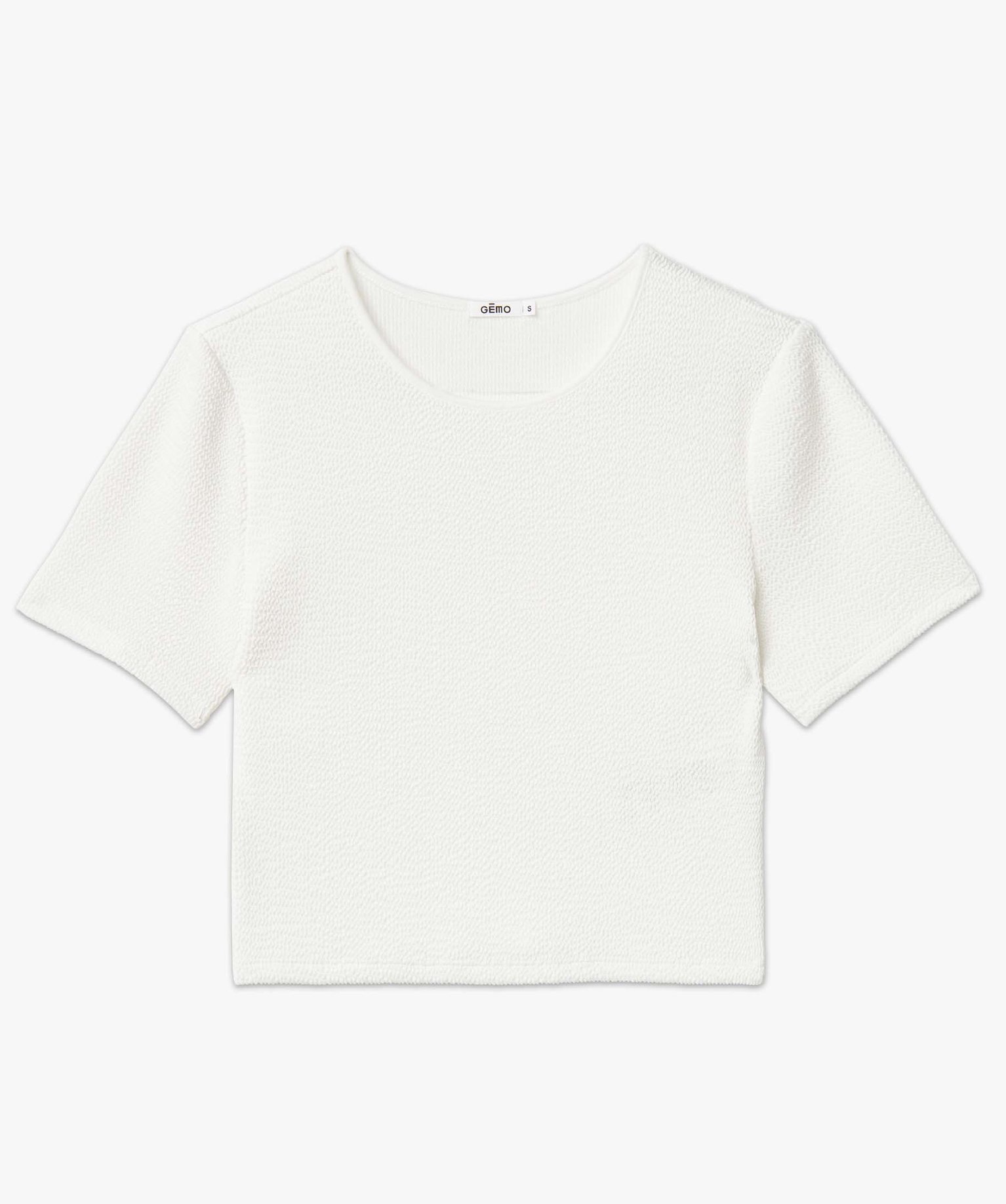 Tee-shirt femme à manches courtes en maille gaufrée coupe ... ecru | GEMO