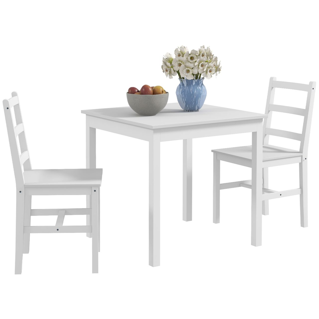 HOMCOM Essgruppe 3er-Set, Esstisch mit 2 Stühlen, Küchentisch-Set für 2 Personen