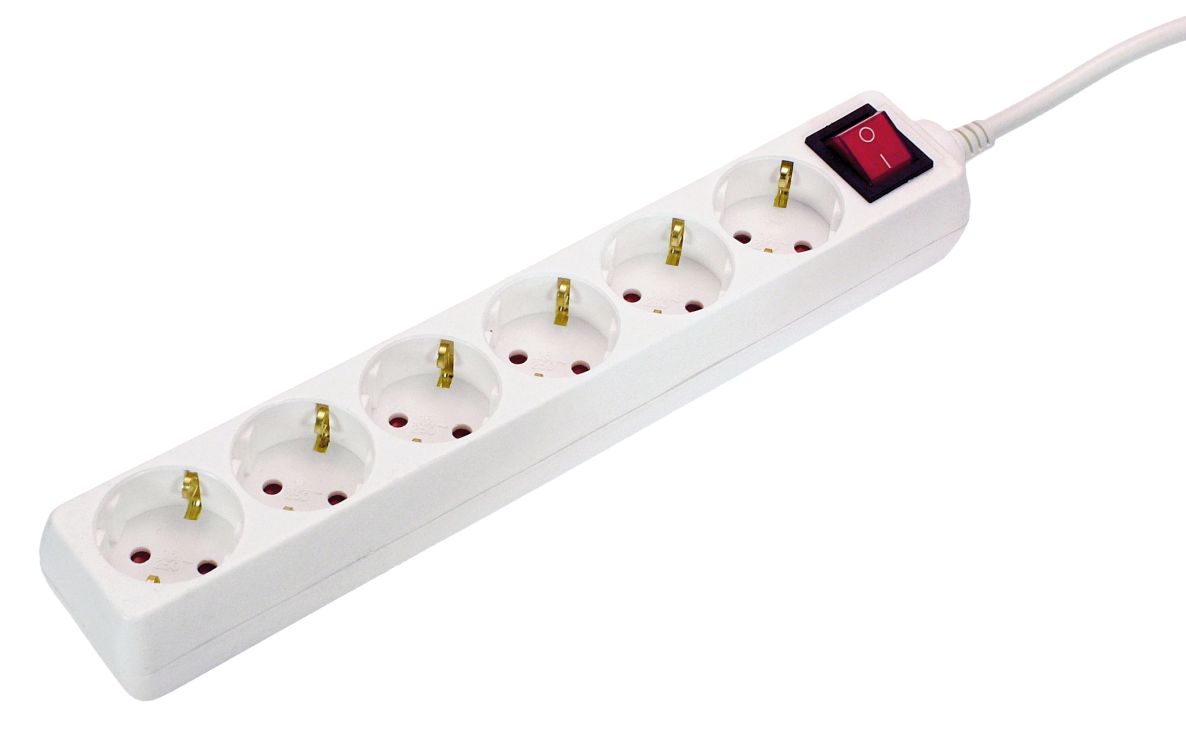 Schwabe 11671 Power strip with switch 6x earthed white cable 5m