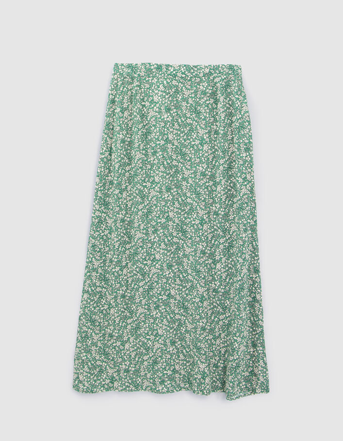 Jupe longue verte ECOVERO™ imprimé micro fleurs fille