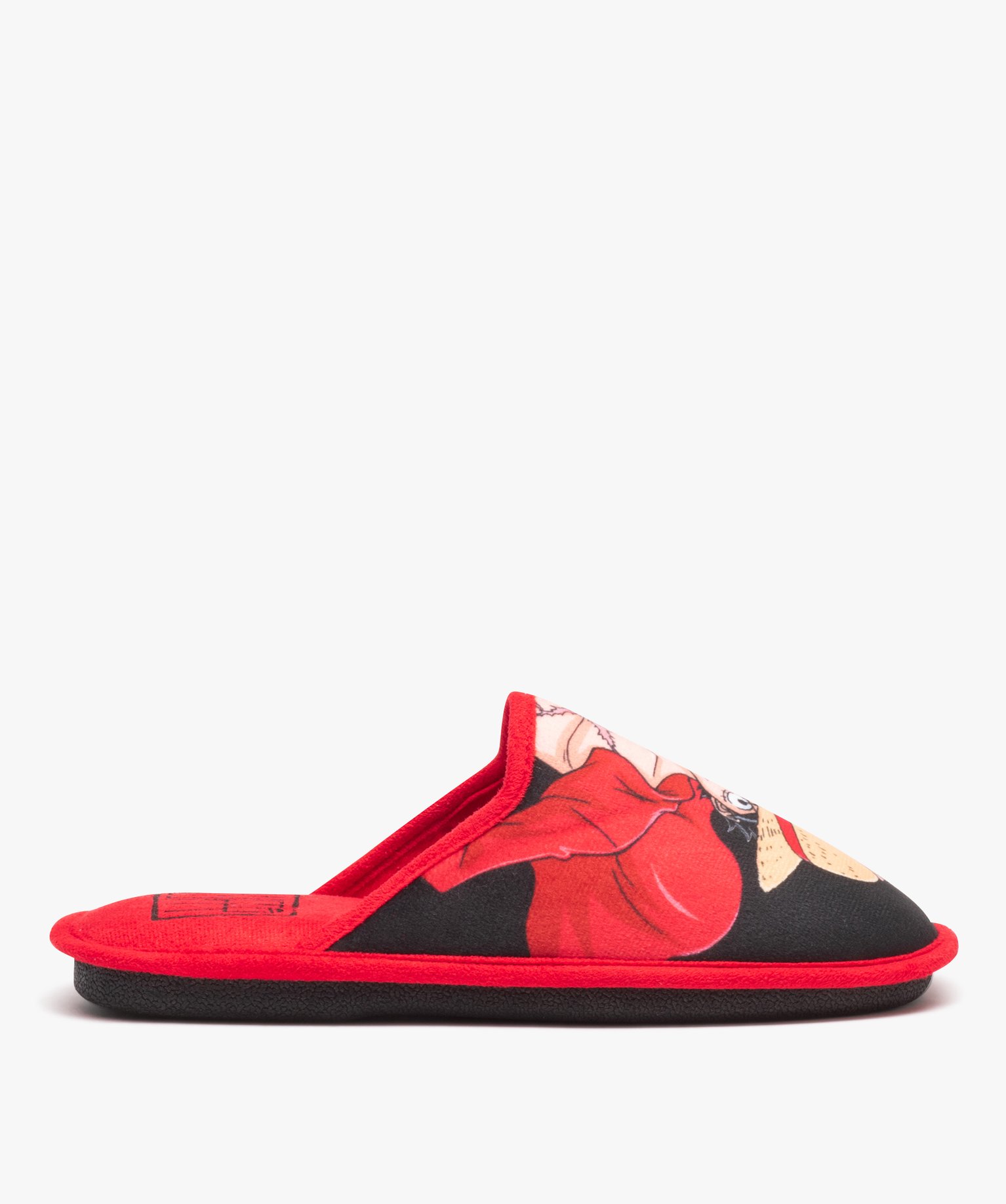 Chaussons homme mules plates en velours - One Piece rouge | GEMO
