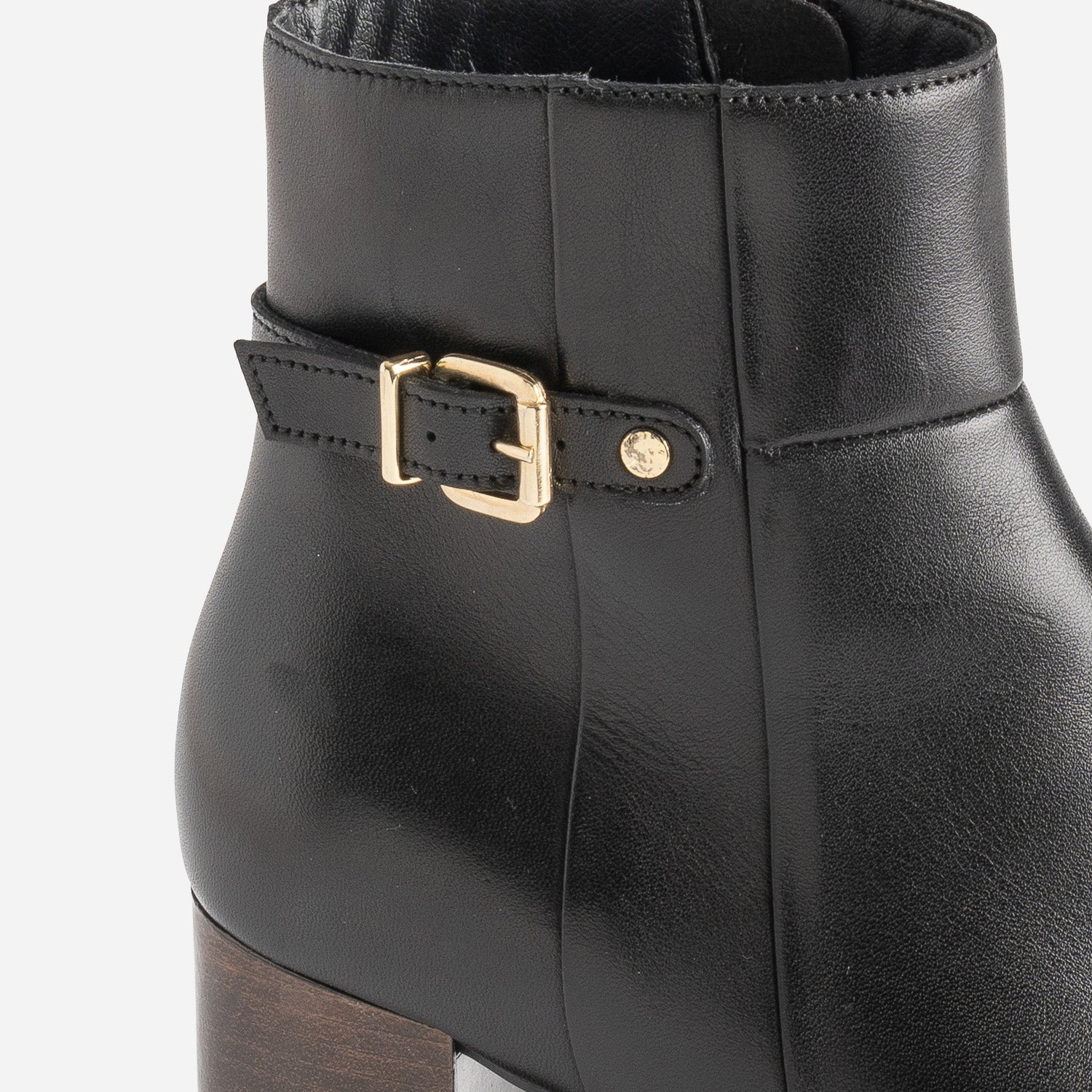 Boots noir éco-conçu en cuir avec bride