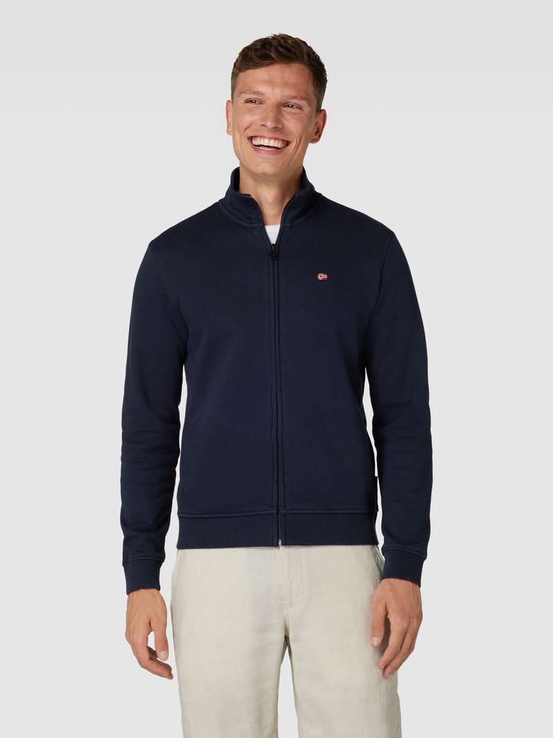 Sweatjacke mit Logo-Detail Modell 'BALIS' in marineblau