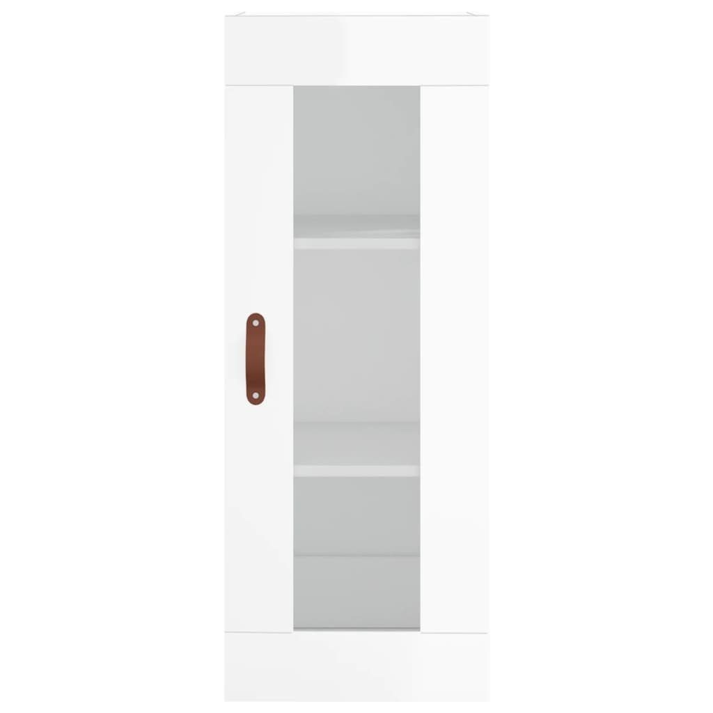 vidaXL Anrichte Highboard Hochglanz-Weiß 34,5x34x180 cm Holzwerkstoff Glas Vitrine