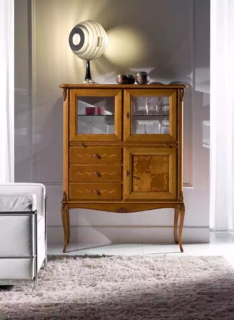 JVmoebel Barschrank Braun Barschrank Glas Vitrine Italienische Möbel Holz Wohnzimmer (1-St., Barschrank) Made in Italy