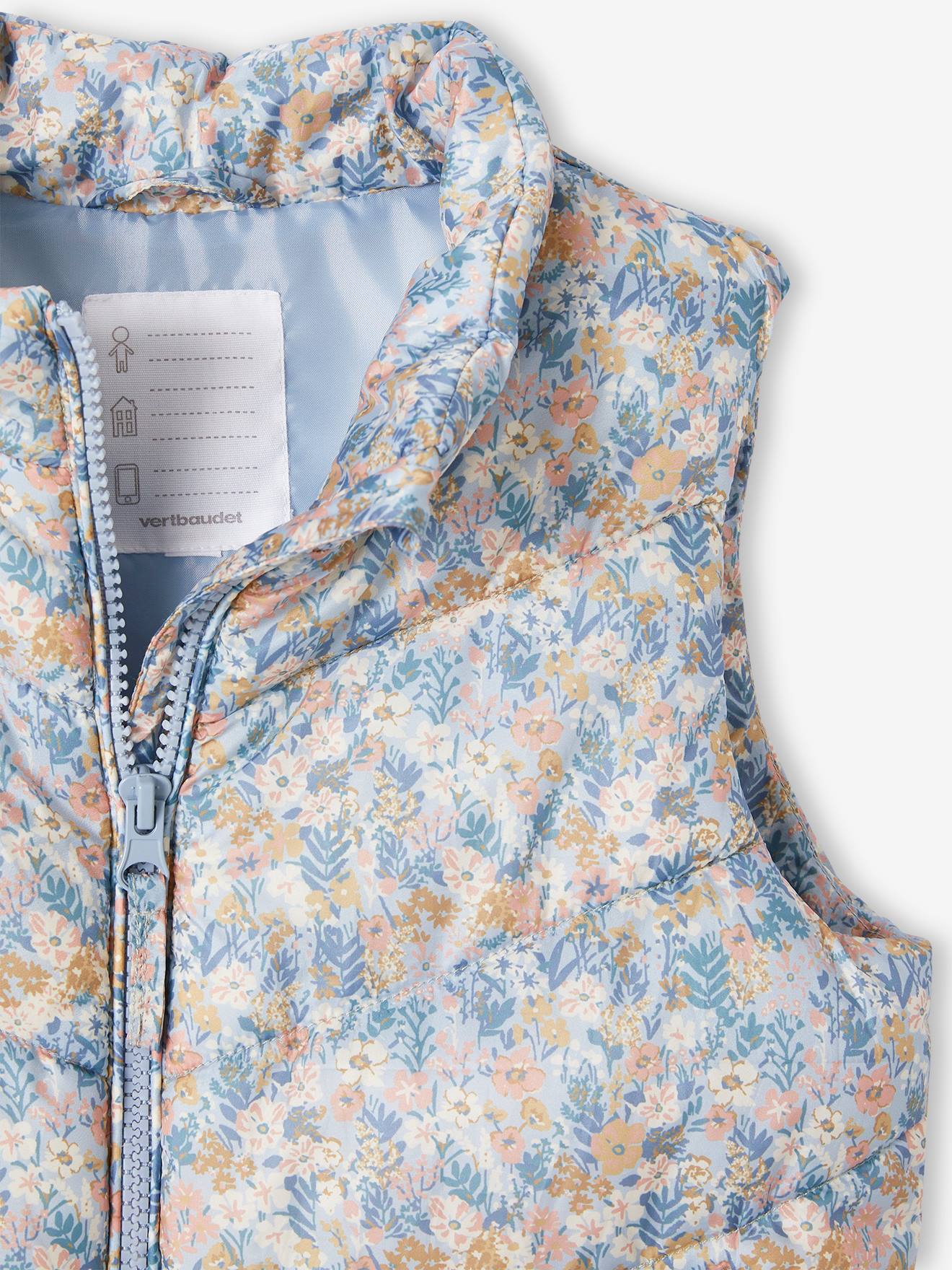 Vertbaudet Mädchen Weste im Colorblock-Style mit Recyclingmaterial - blau bedruckt