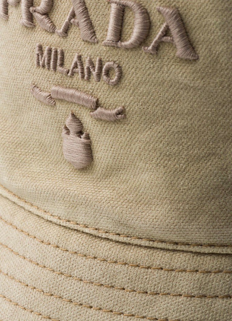 Prada  Bucket hoed van canvas met logoborduring