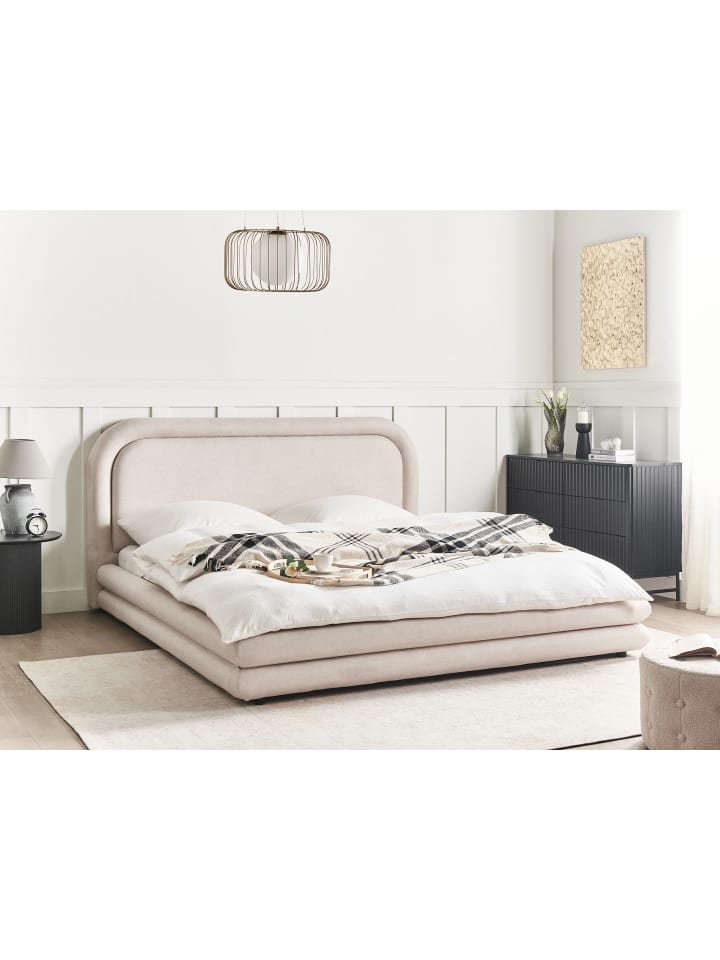 Beliani Doppelbett LAVARDENS in Beige/Schwarz - (W) 201 x (H) 107 x (L) 222 cm günstig kaufen onesize