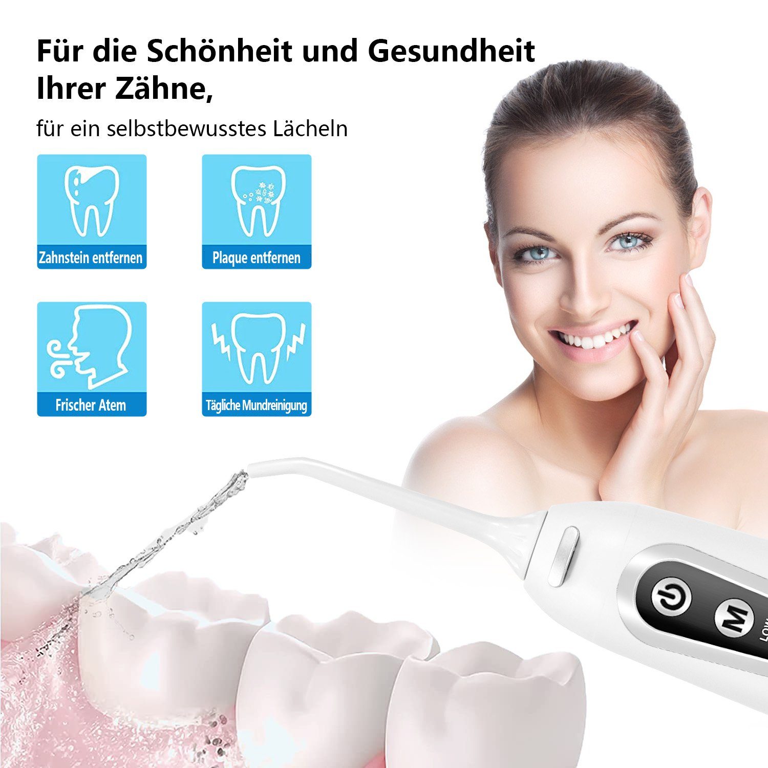 Sintech Munddusche Munddusche Kabellos, 300ML Mundduschen 2000mAh Akku, Für die Reinigung zwischen den Zähnen
