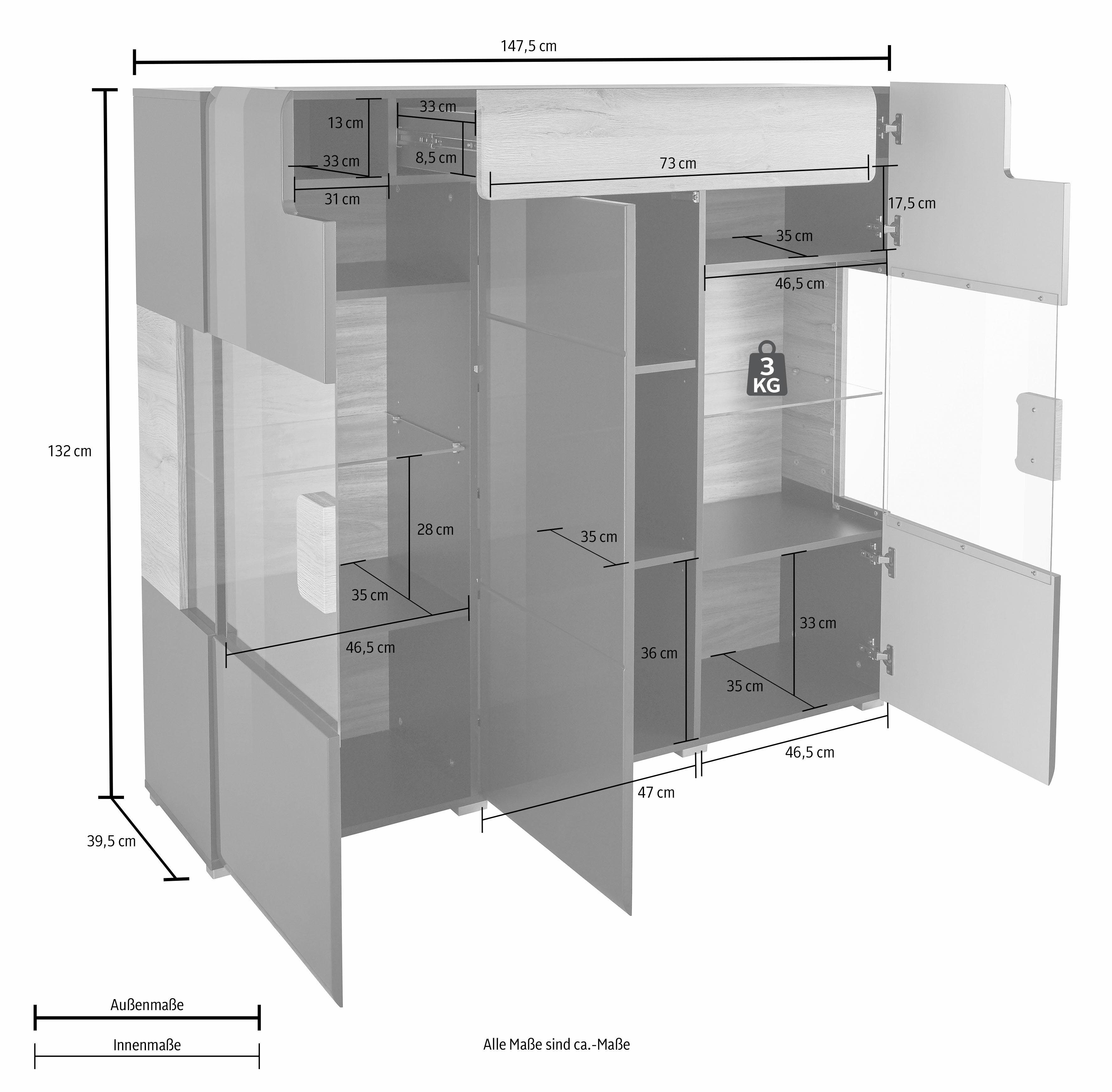 Helvetia Highboard Toledo, Breite 147,4 cm