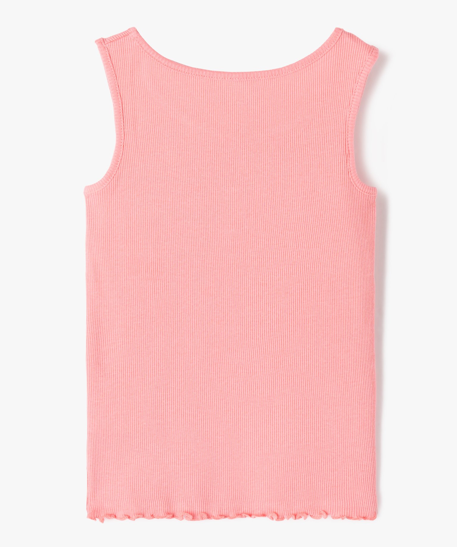 Débardeur fille en coton ctelé avec finitions froncées rose | GEMO