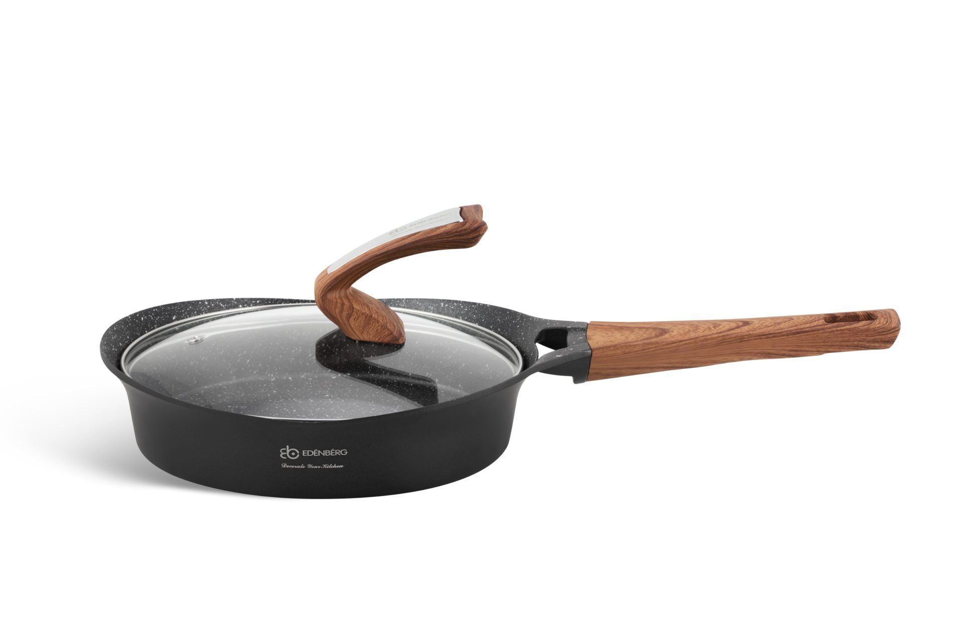Edenberg Topf-Set Modernes Topfset, schwarze Töpfe, braune Griffe, Pfanne, Kasserolle, Aluminium, Keramik (15-tlg., Zeitloses Design des Topfsets. Eine ideale Geschenkidee)