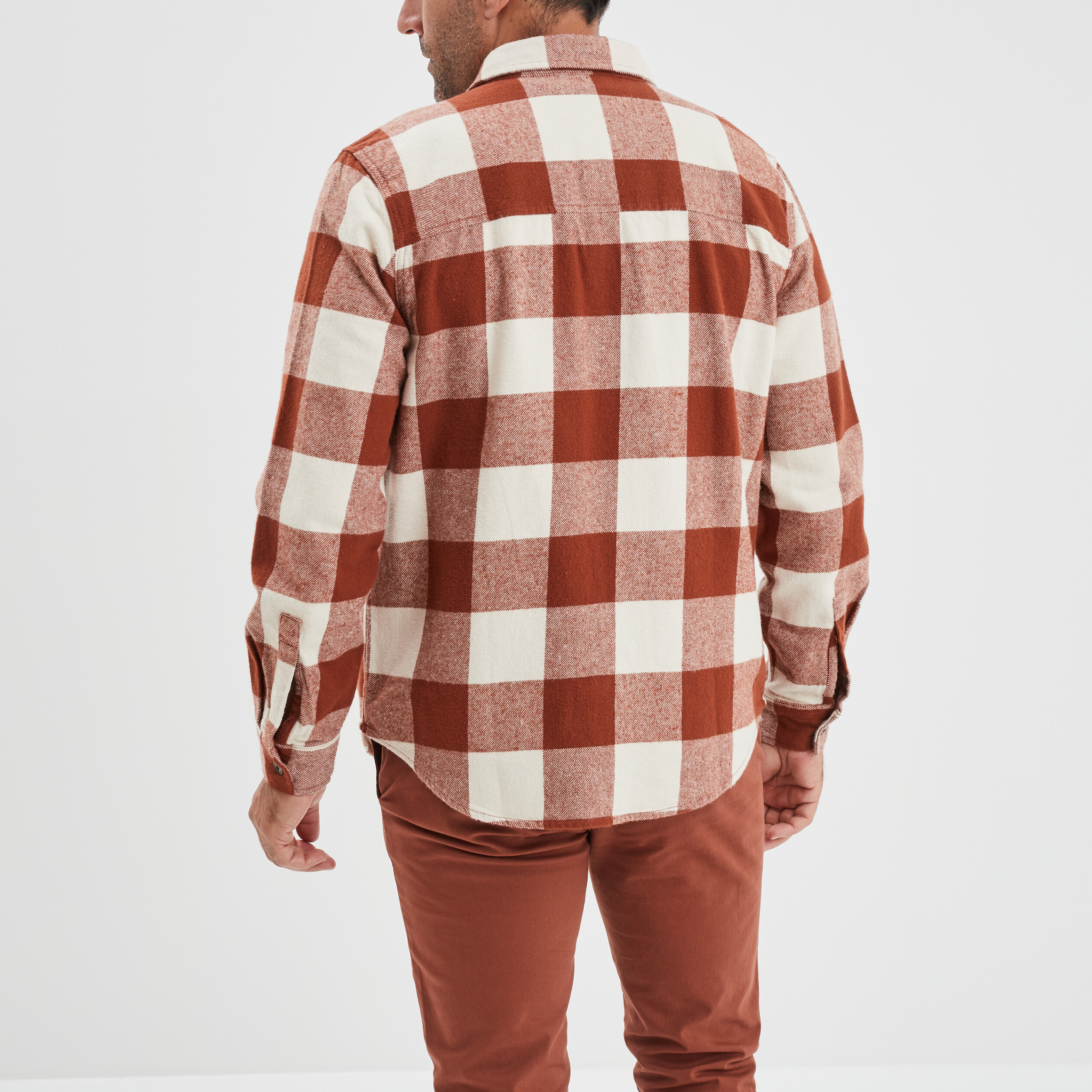 Surchemise coton manches longues Creeks terracotta homme | La Halle