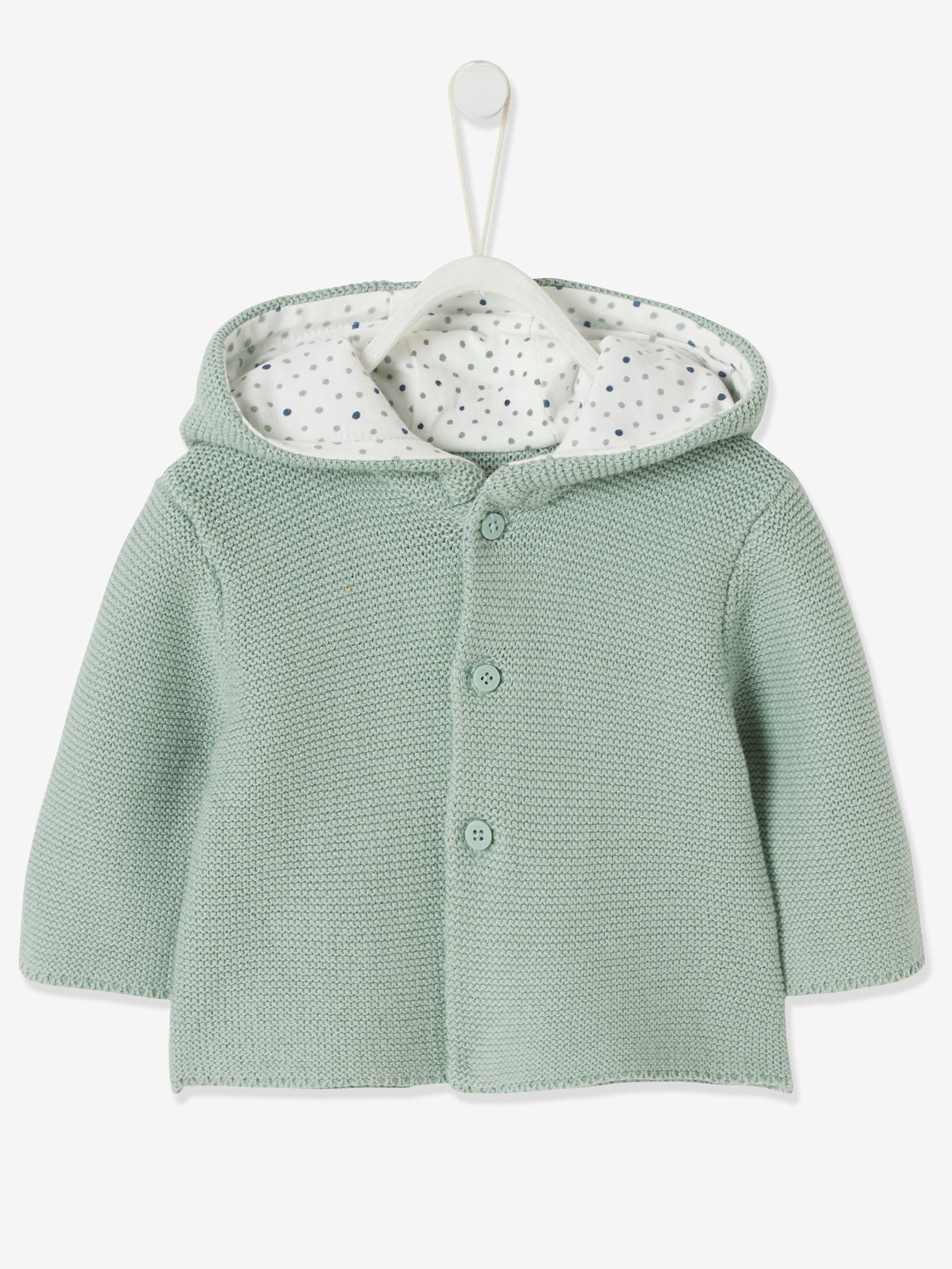 Ensemble naissance 3 pièces point mousse gris clair