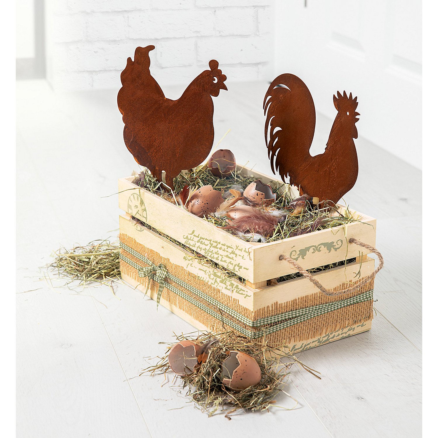Rost-Huhn aus Metall, 20 cm