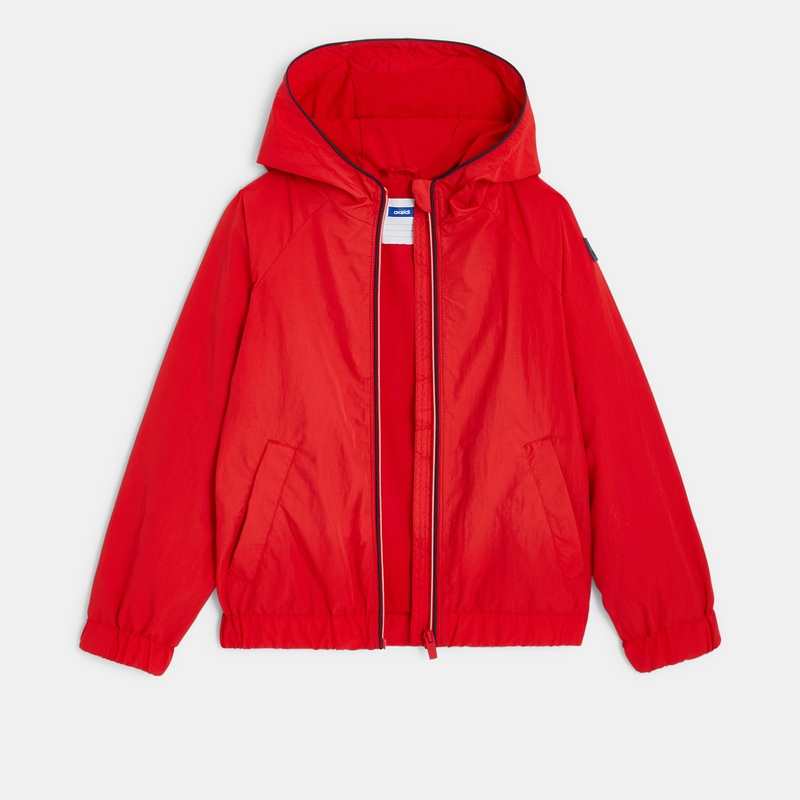 Coupe-vent déperlant à capuche rouge garçon