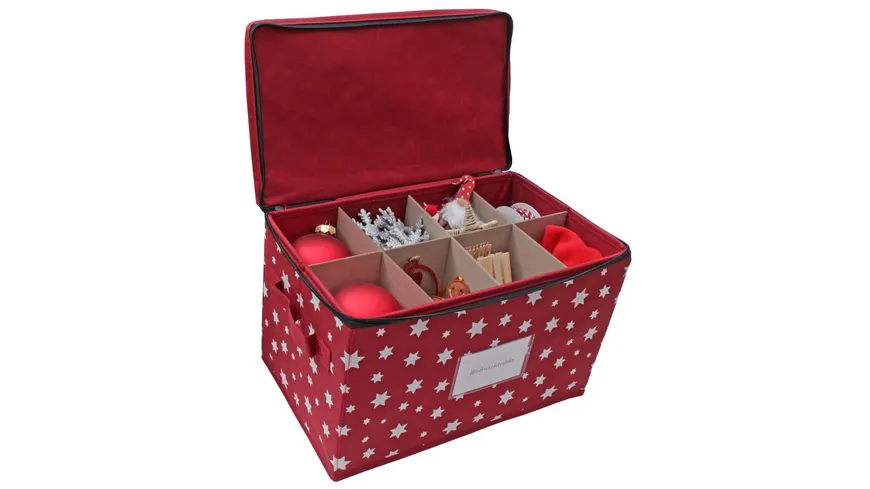 TRENDSHOP Aufbewahrungsbox für Weihnachtskugeln rot rot
