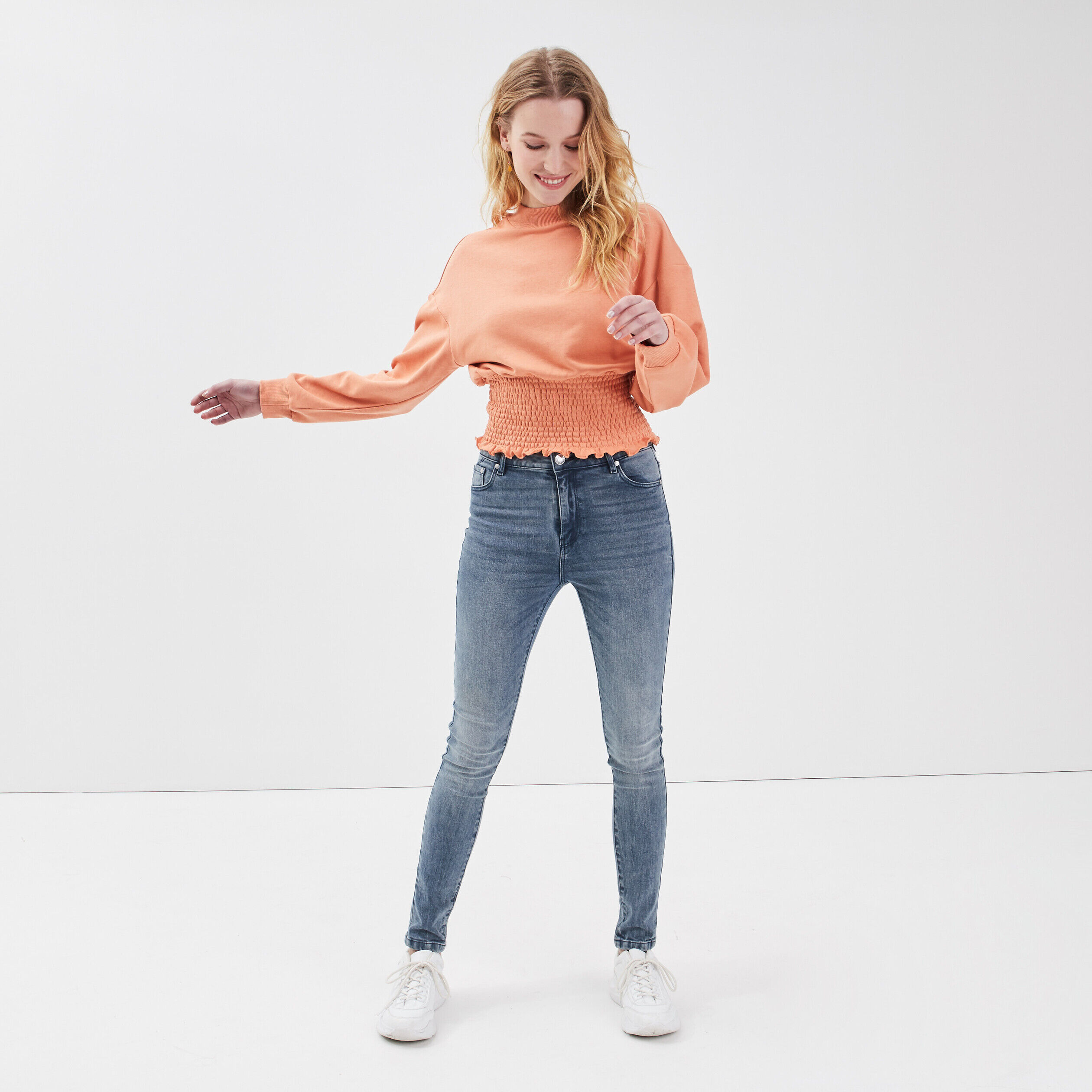 Sweat smocké terracotta femme | Cache Cache
