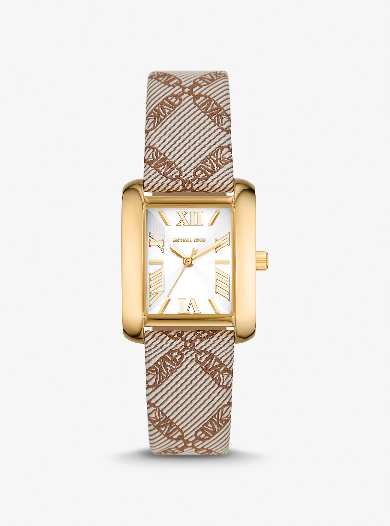 Mini Emery Gold-Tone and Empire Logo Jacquard Watch - LUGGAGE