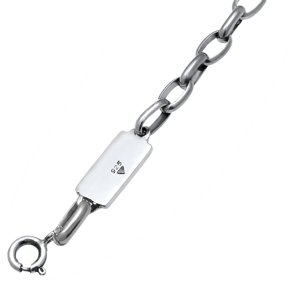 KUZZOI KUZZOI Bracelet Chaîne maille forçat ovale solide de base en 925/1000 argent mass Bracelet