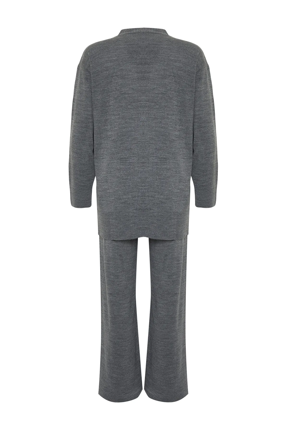 Trendyol Modest  Anthrazitfarbenes Set aus Strickjacke und Hose mit Steinen TCTAW24US00079