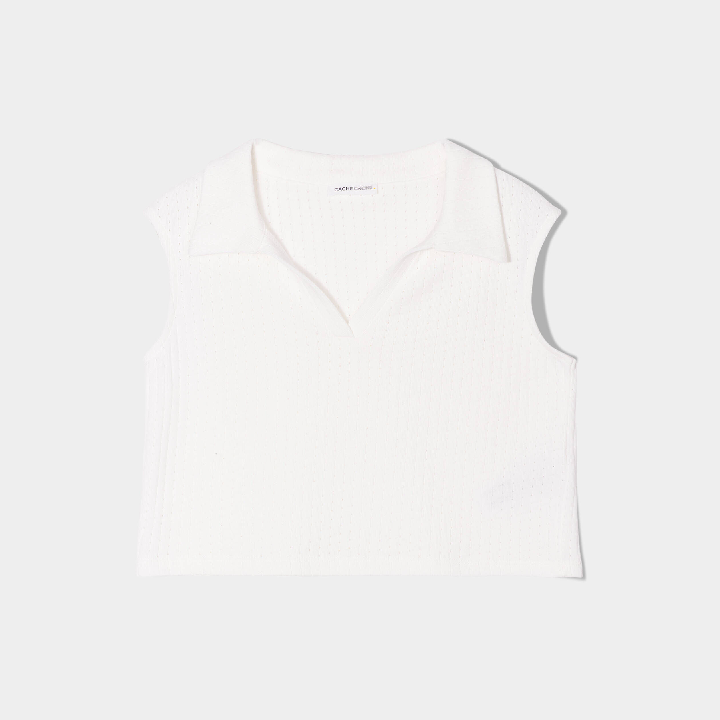 Polo sans manches ecru femme | Cache Cache