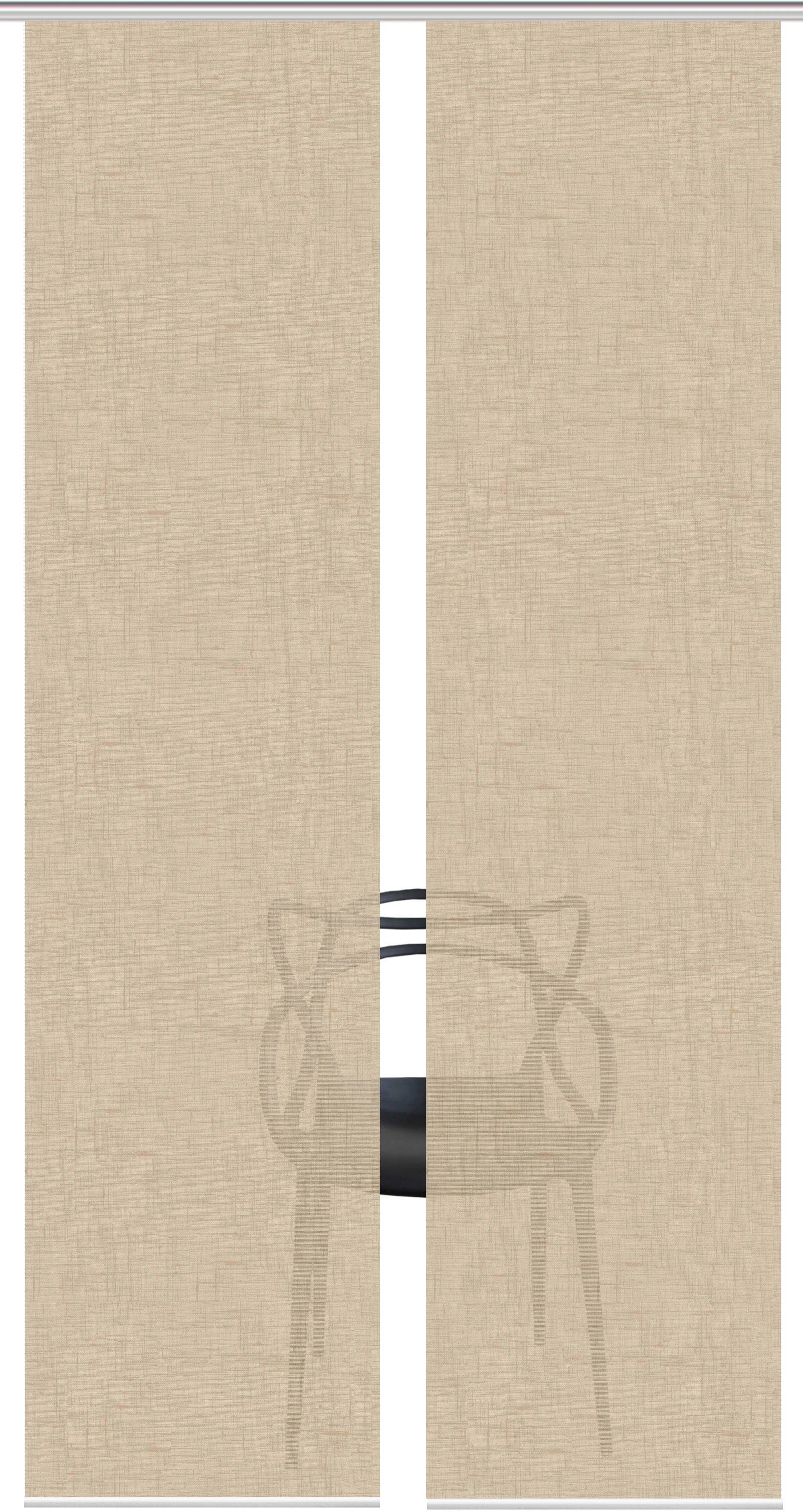 Schiebegardine PIVE 2er SET, Vision S, Paneelwagen (2 St), halbtransparent, Schiebevorhang Digidruck 2er Set PIVE