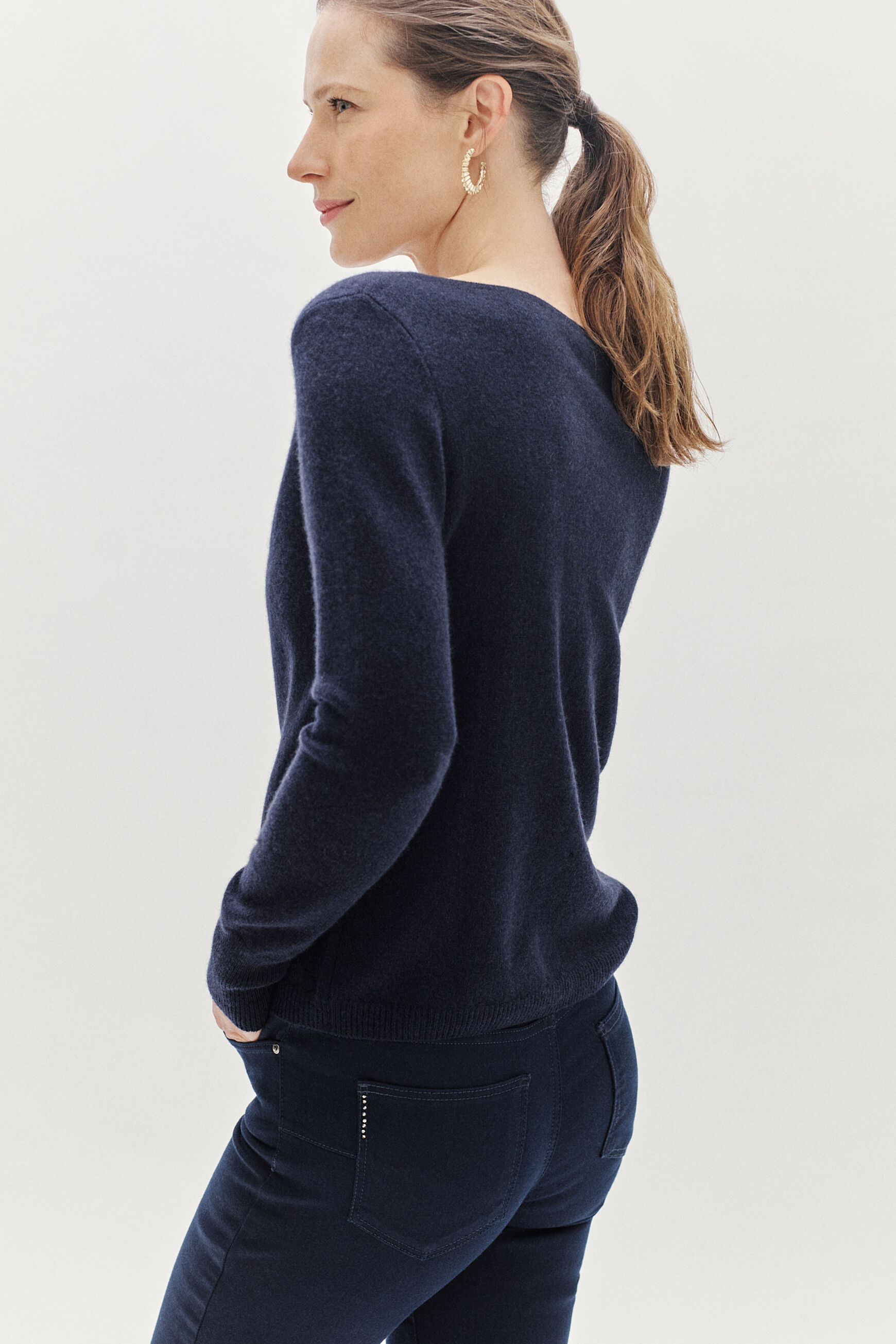 pull zofia lurex 100% cachemire bleu petrole femme